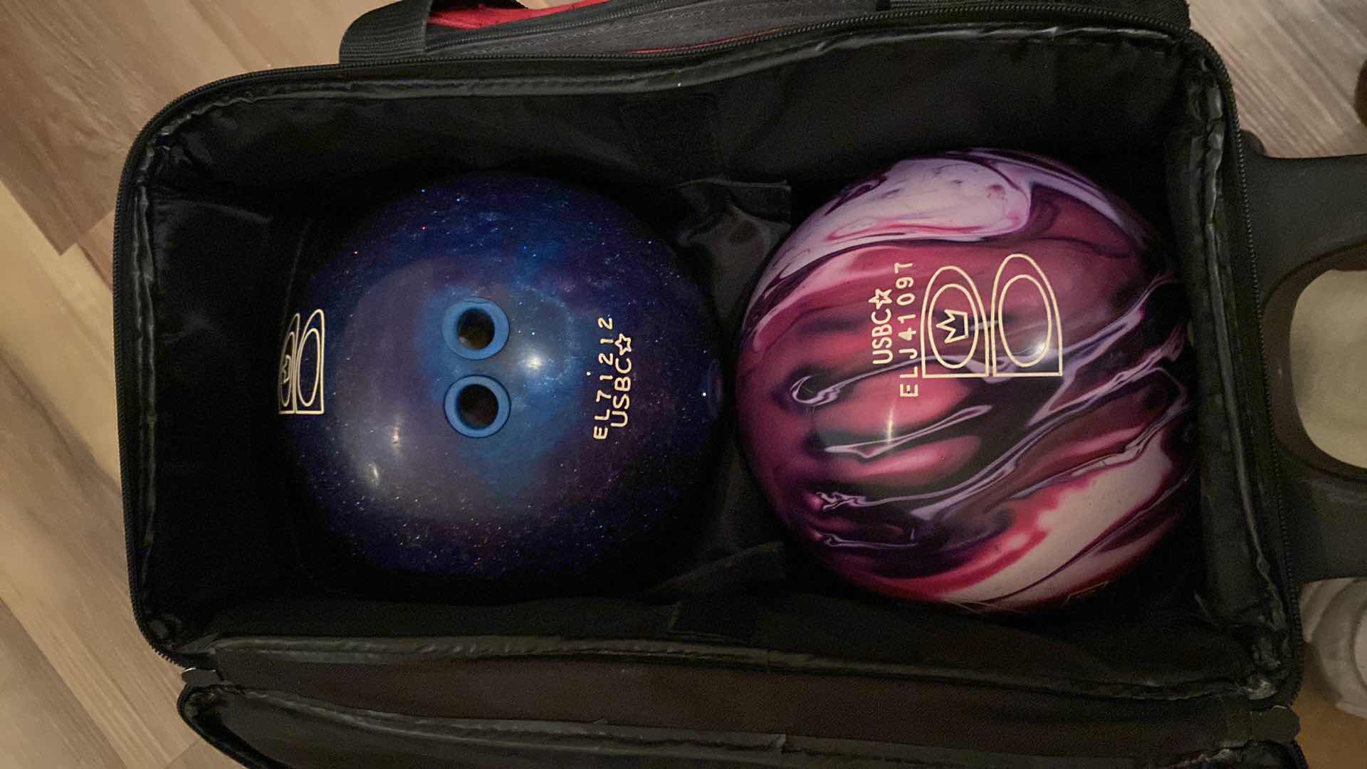 Photo 1 of BOWLING BAG WITH 2 BALLS AND DEXTER SHOES LADIES SIZE 9