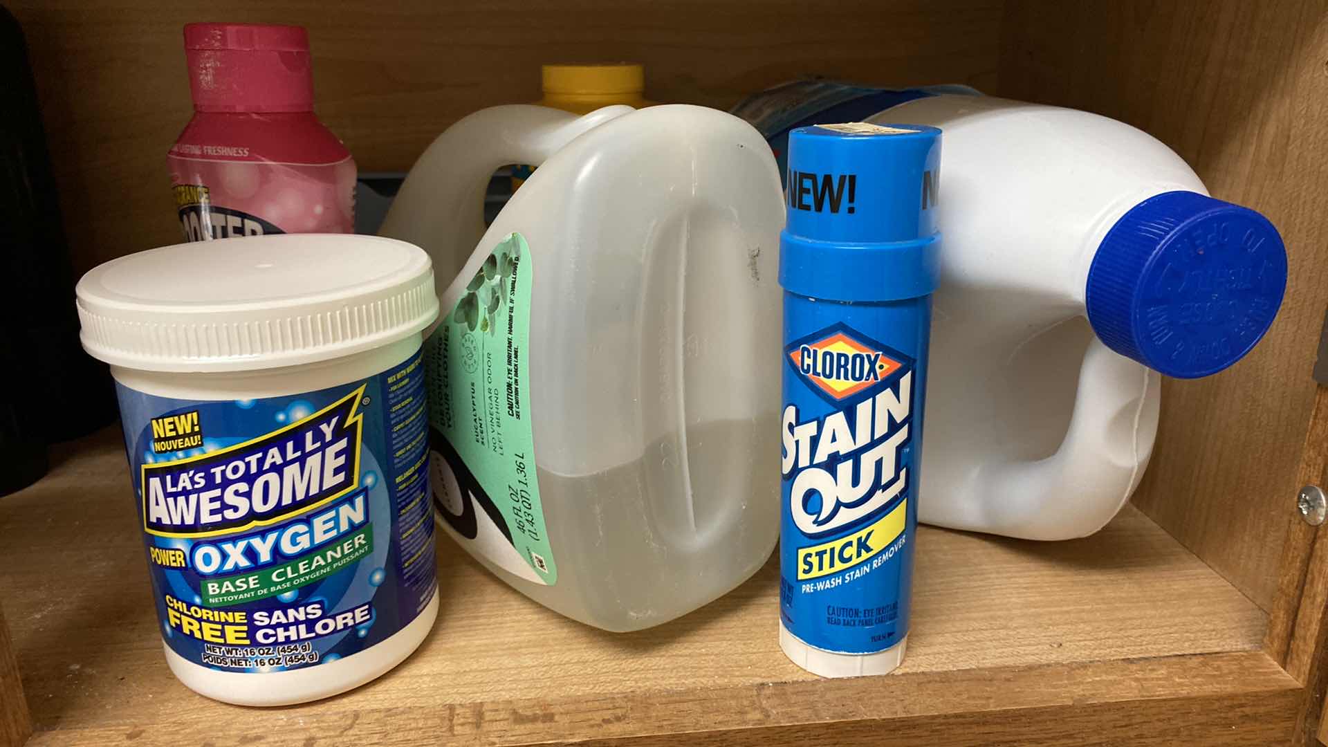 Photo 1 of CONTENTS OF CABINET SEED MAT, SPRAY PAINT AND LAUNDRY SUPPLIES