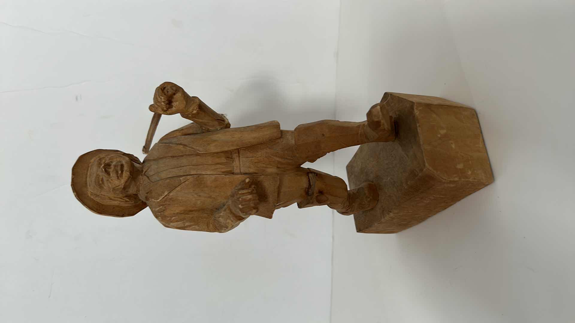 Photo 1 of TWO HONED WOOD CARVING SCULPTURES, TALLEST H11.5” ( 1 SIGNED )