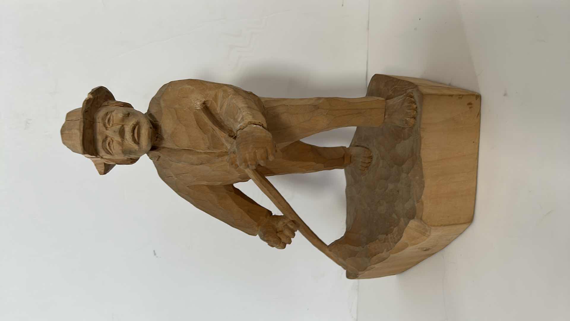 Photo 1 of TWO HONED WOOD CARVING SCULPTURES, TALLEST H11.5” ( 1 SIGNED )