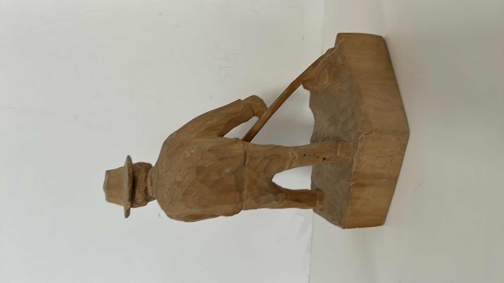 Photo 1 of TWO HONED WOOD CARVING SCULPTURES, TALLEST H11.5” ( 1 SIGNED )