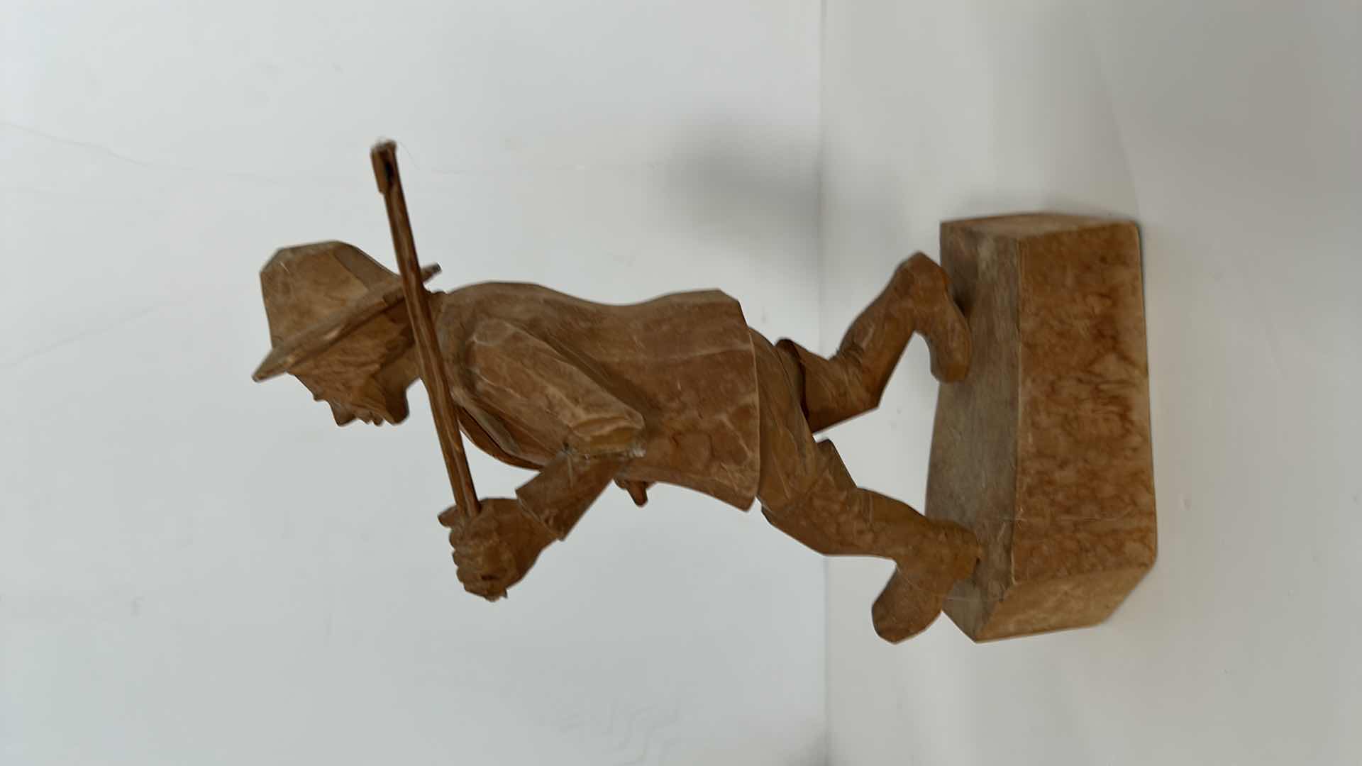 Photo 1 of TWO HONED WOOD CARVING SCULPTURES, TALLEST H11.5” ( 1 SIGNED )