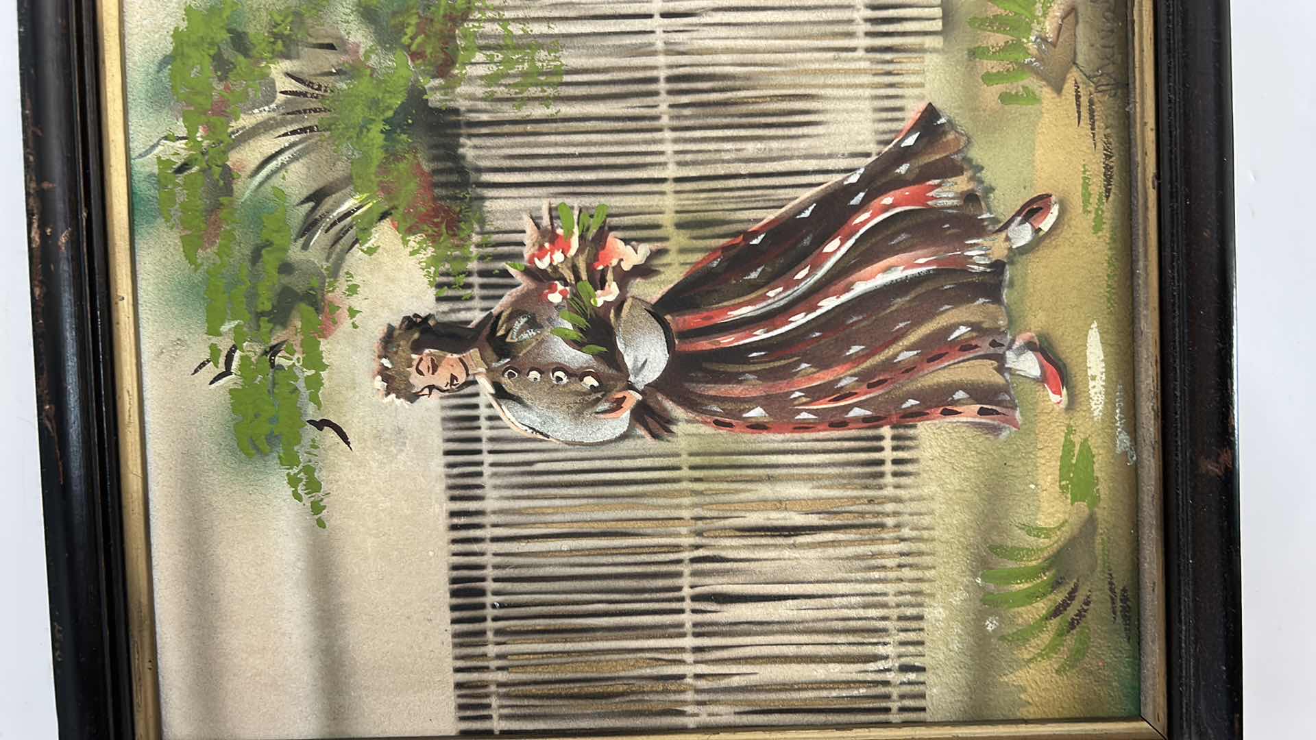 Photo 1 of ARTWORK 2 FRAMED LATZIAN TRADITIONAL FOLK COSTUMES, SIGNED 9” x 11”