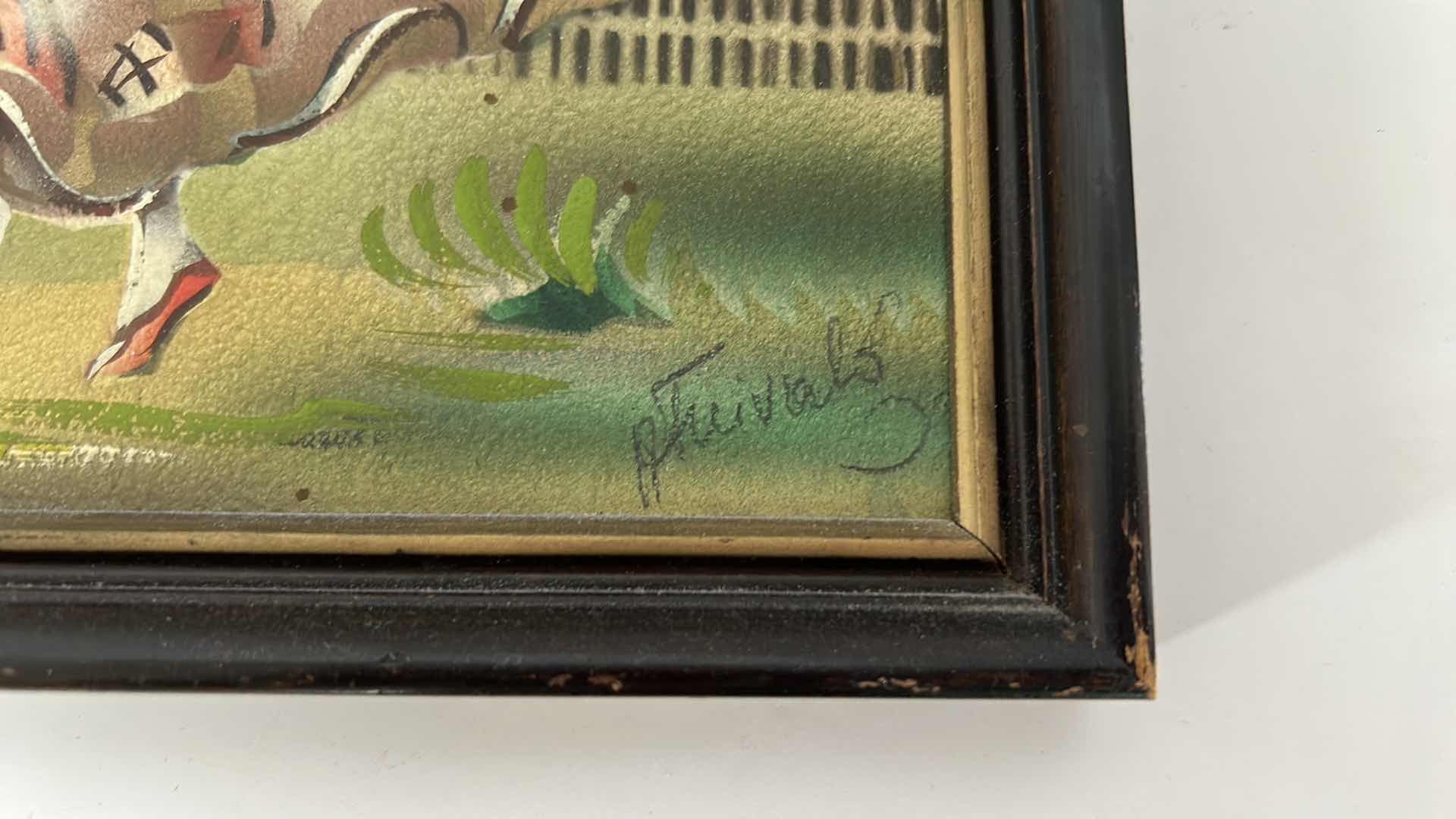 Photo 1 of ARTWORK 2 FRAMED LATZIAN TRADITIONAL FOLK COSTUMES, SIGNED 9” x 11”