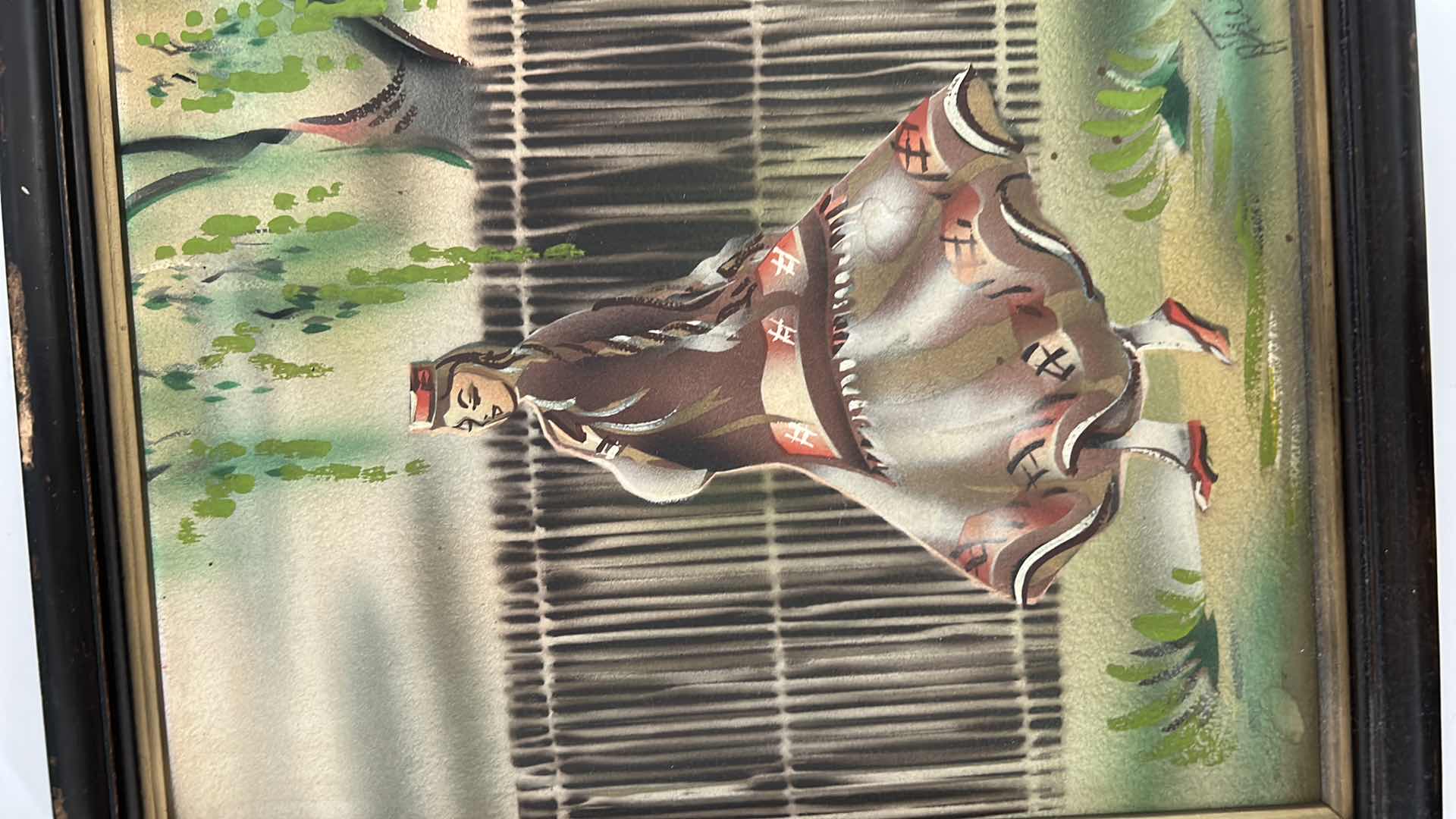 Photo 1 of ARTWORK 2 FRAMED LATZIAN TRADITIONAL FOLK COSTUMES, SIGNED 9” x 11”