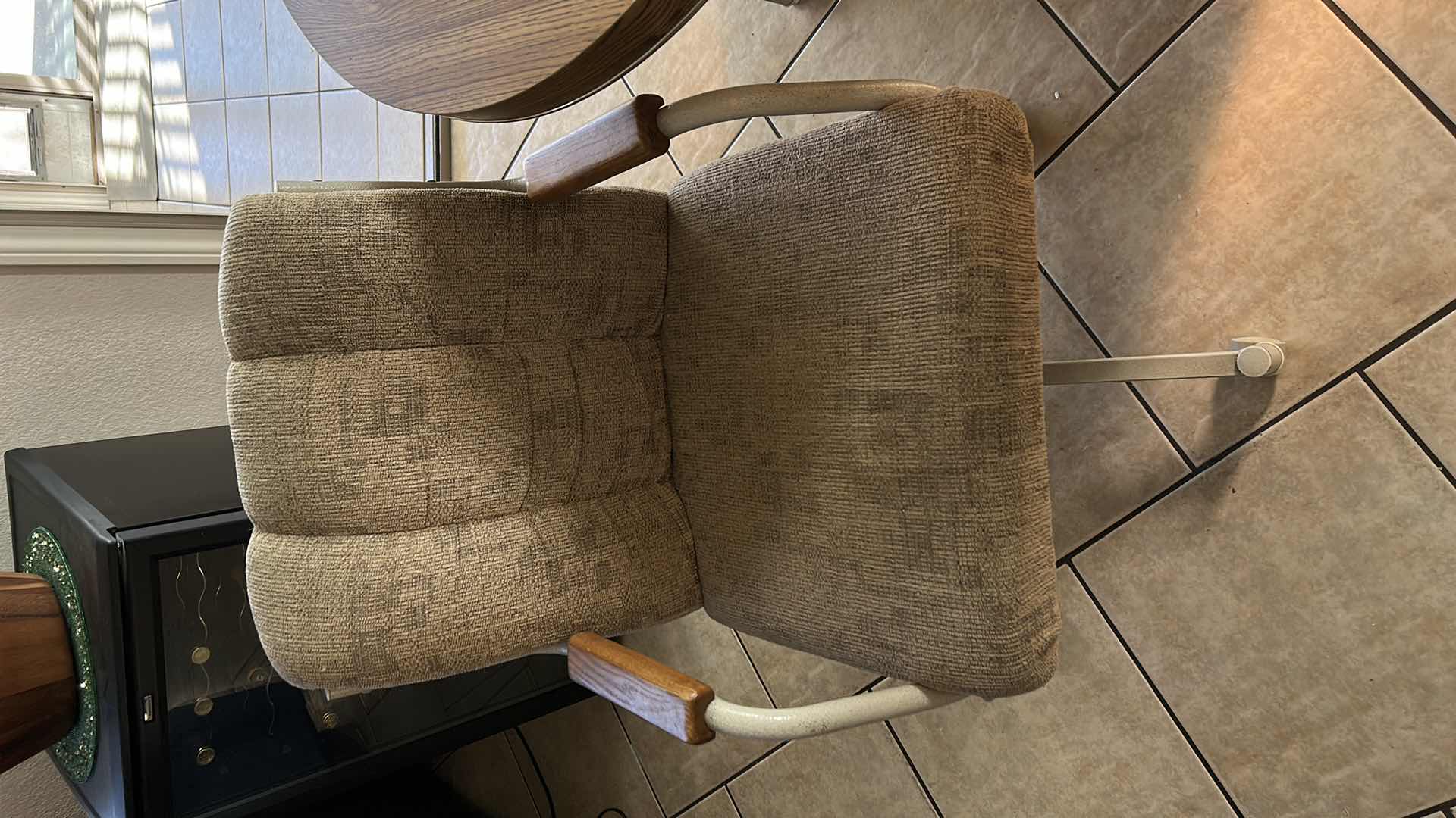 Photo 1 of DINING ROOM TABLE AND FOUR CHAIRS ON WHEELS INCLUDES 1 LEAF TOTAL WIDTH WITH 11.5” LEAF IS 59” x 36”