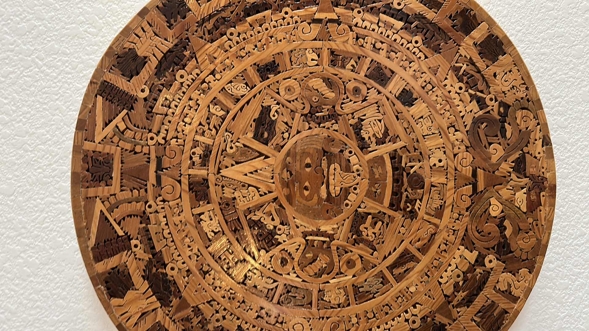 Photo 1 of HAND CARVED WOOD AZTEC CALENDAR 17”