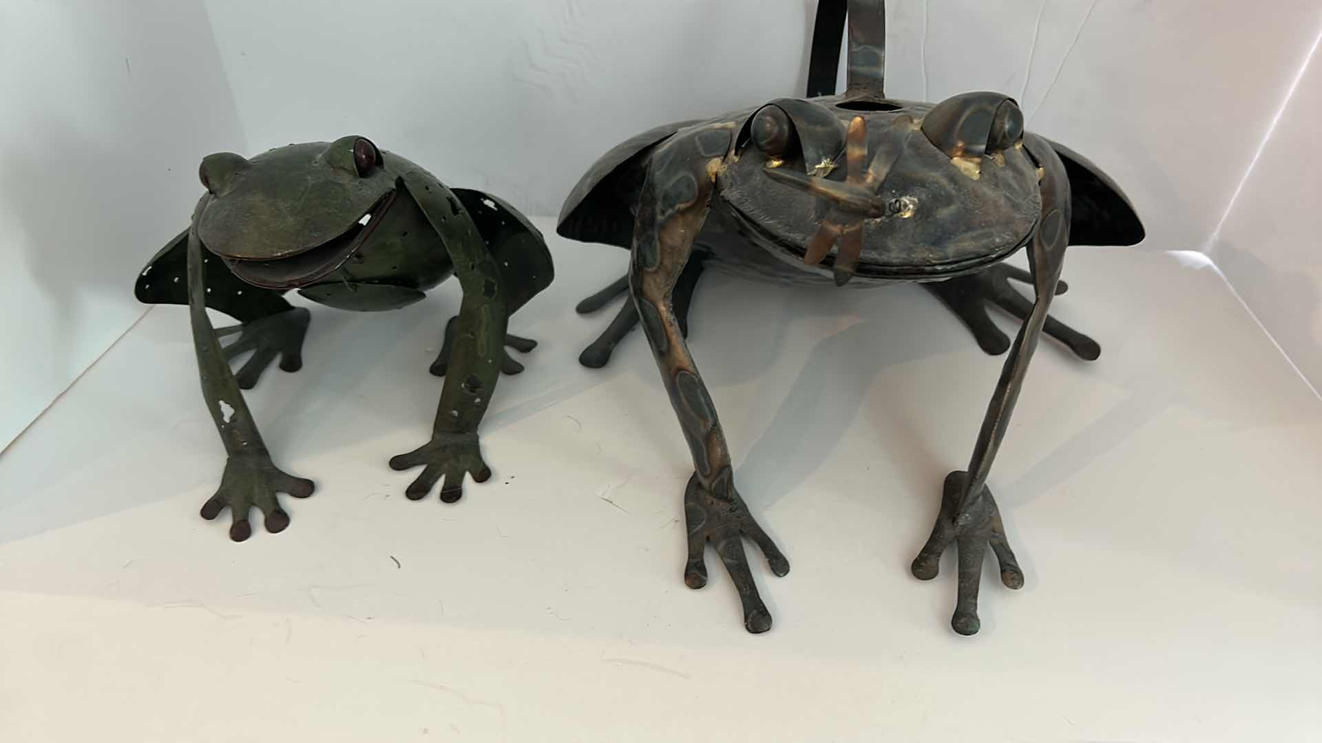 Photo 1 of INDOOR OUTDOOR HOME DECOR, 3 METAL SCULPTURES, FROGS AND TURTLE