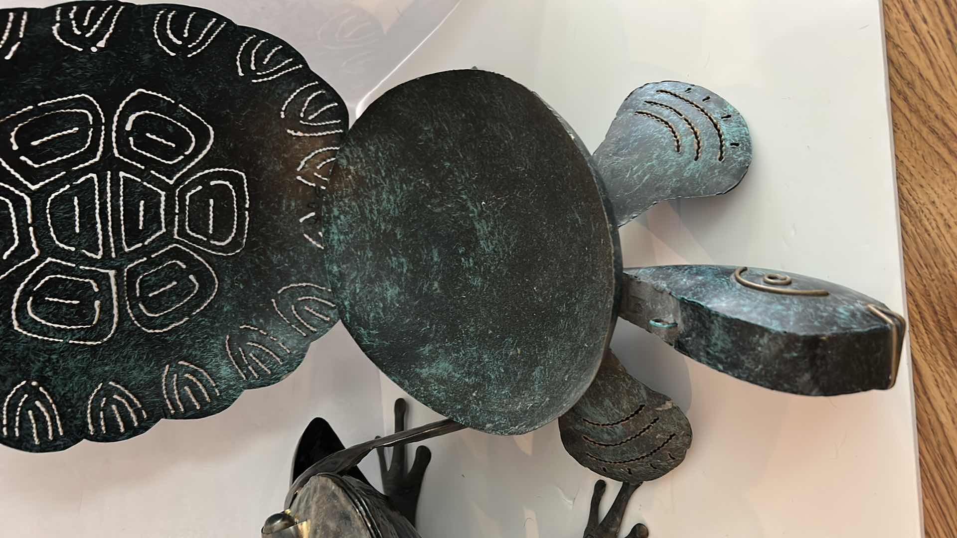 Photo 1 of INDOOR OUTDOOR HOME DECOR, 3 METAL SCULPTURES, FROGS AND TURTLE