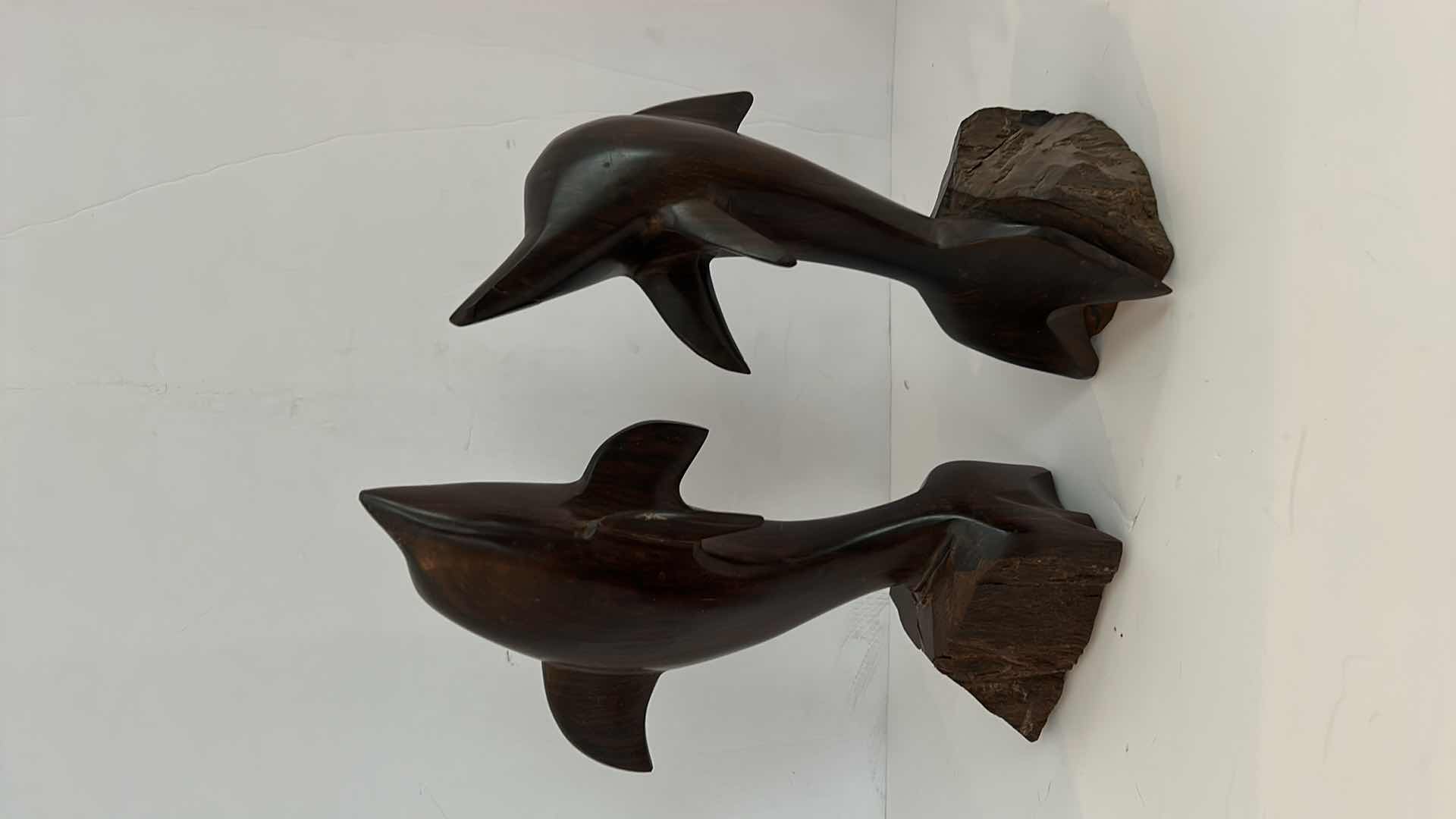 Photo 1 of SOLID IRONWOOD  DOLPHIN SCULPTURES TALLEST H 12.5”