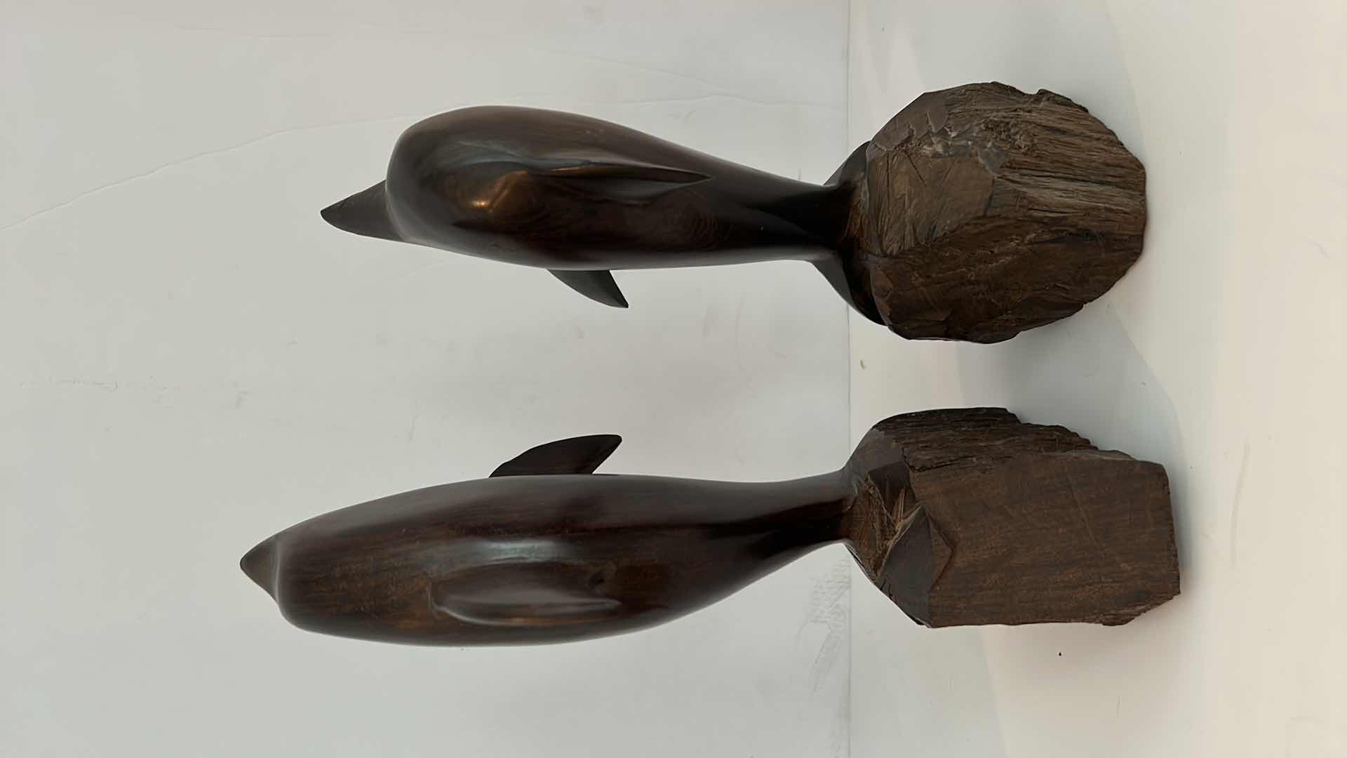 Photo 1 of SOLID IRONWOOD  DOLPHIN SCULPTURES TALLEST H 12.5”