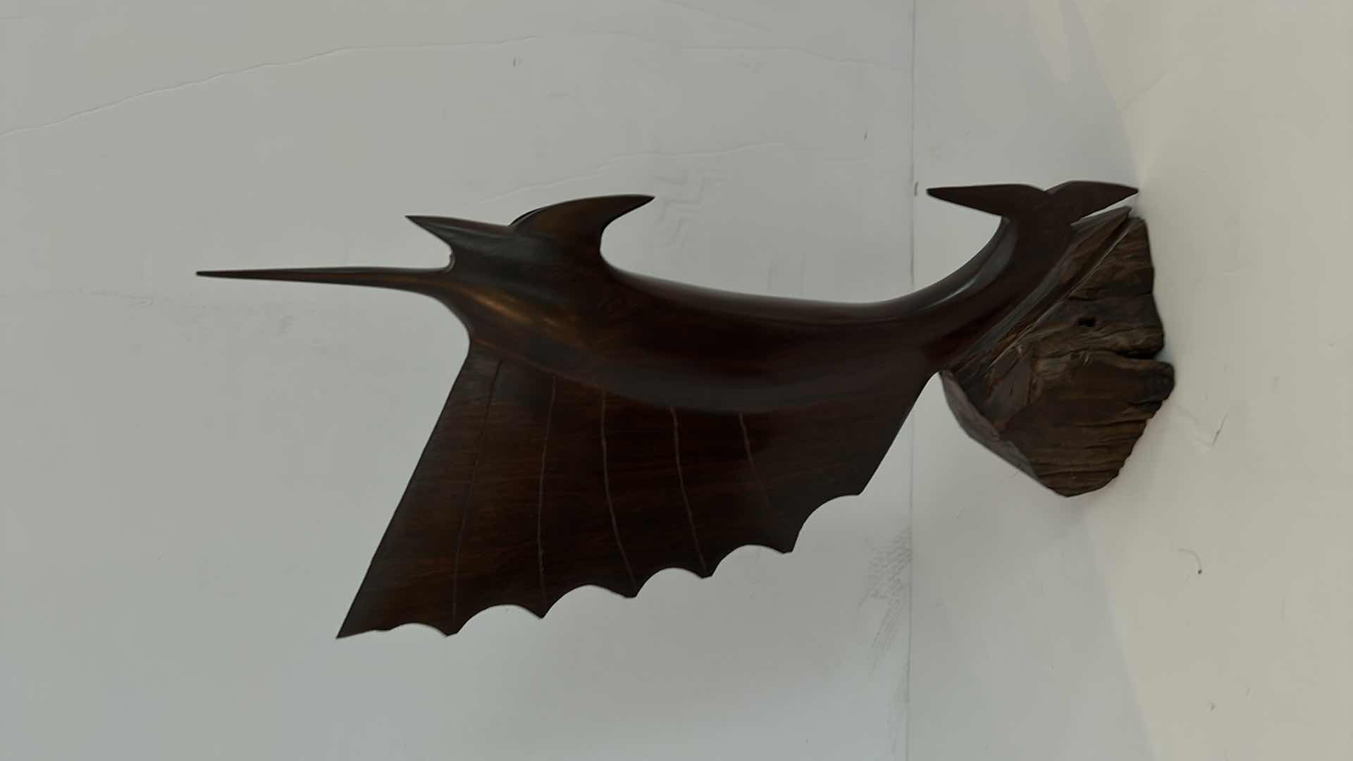 Photo 1 of SOLID IRONWOOD  SWORDFISH SCULPTURE H14.5”