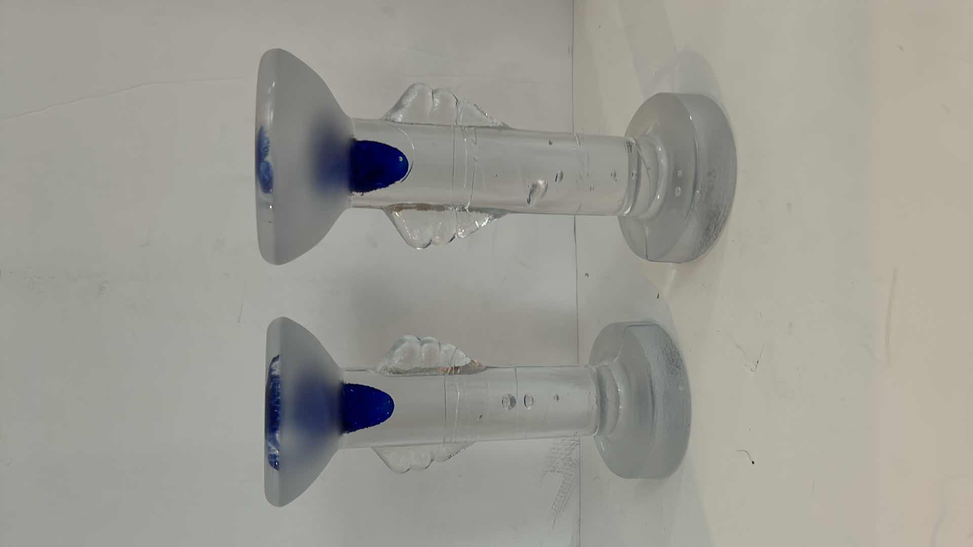 Photo 1 of MAGNOR GLASS BLOWN CANDLESTICKS FROM ITALY H9.5”