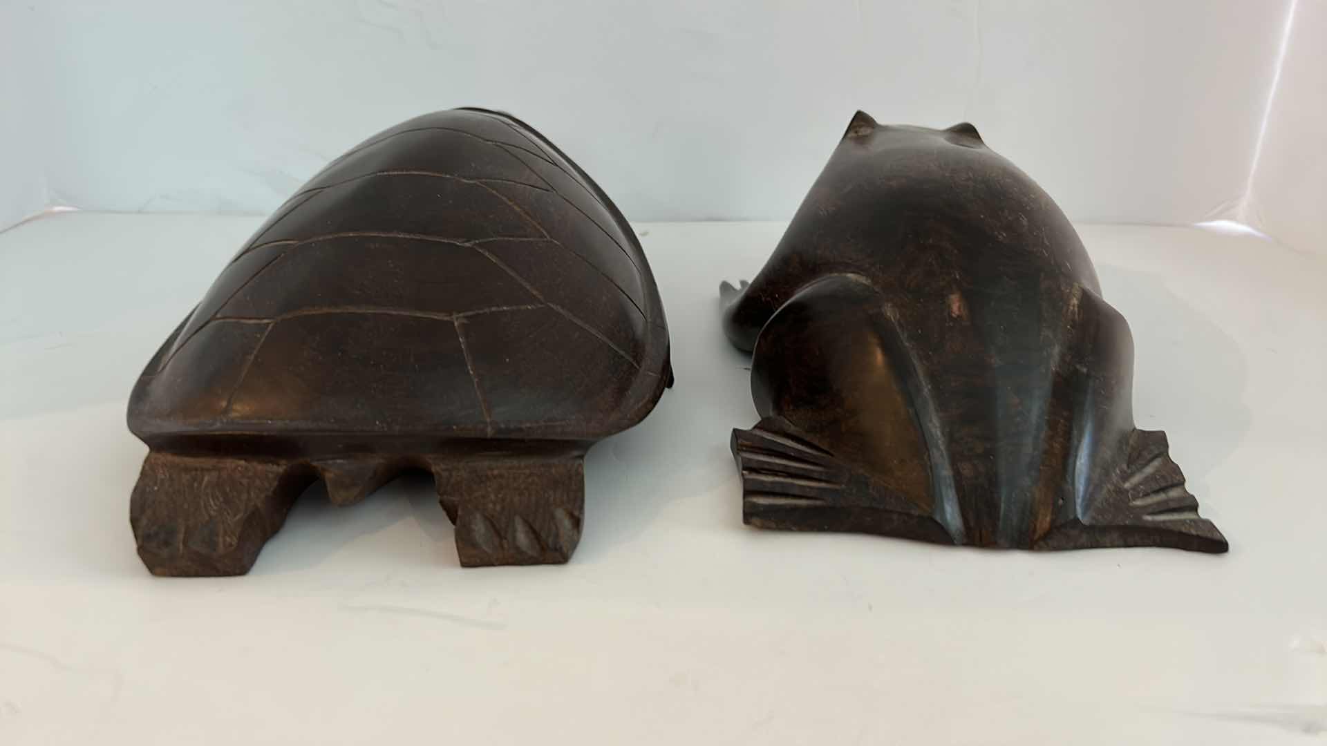 Photo 1 of 2 PIECE IRONWOOD SCULPTURES, TURTLE IS 10” x H4”
