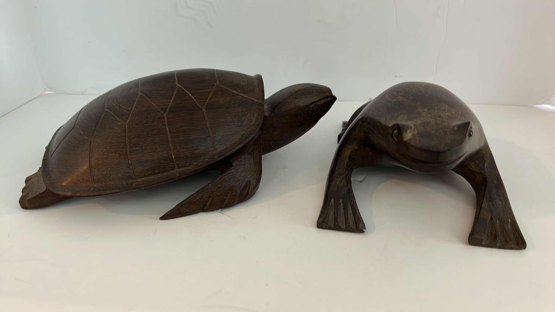 Photo 1 of 2 PIECE IRONWOOD SCULPTURES, TURTLE IS 10” x H4”