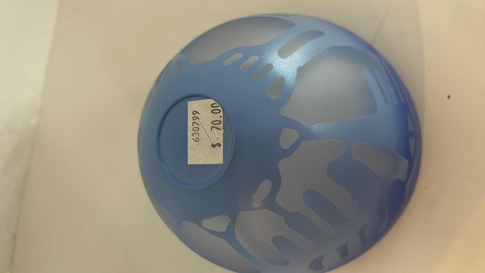 Photo 1 of MAGNOR BLUE GLASS BOWL FROM ITALY, $70, 6” x 4.5”