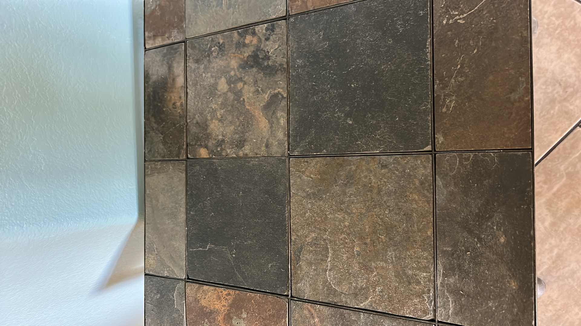 Photo 1 of SLATE AND METAL END TABLE 24” x 24” x 23”