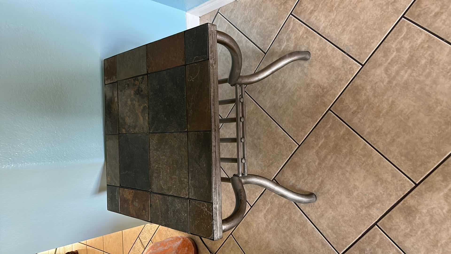 Photo 1 of SLATE AND METAL END TABLE 24” x 24” x 23”