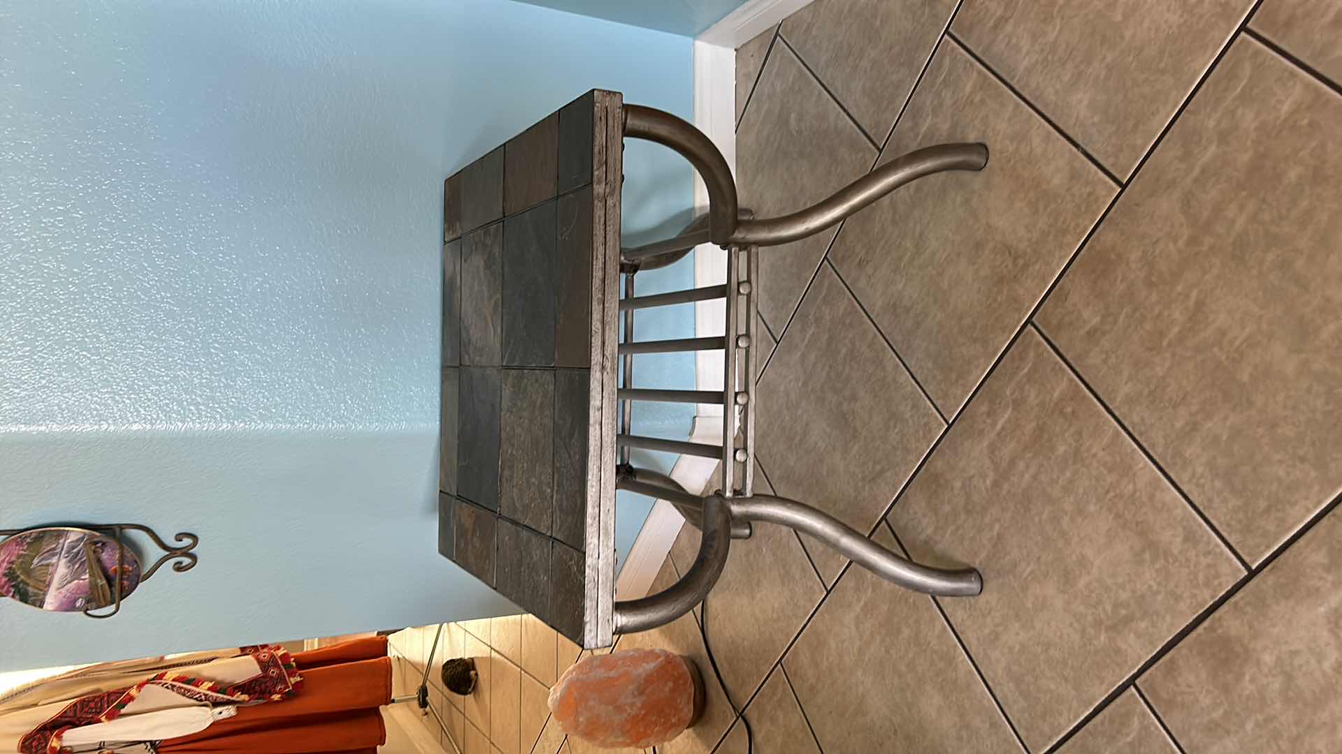 Photo 1 of SLATE AND METAL END TABLE 24” x 24” x 23”