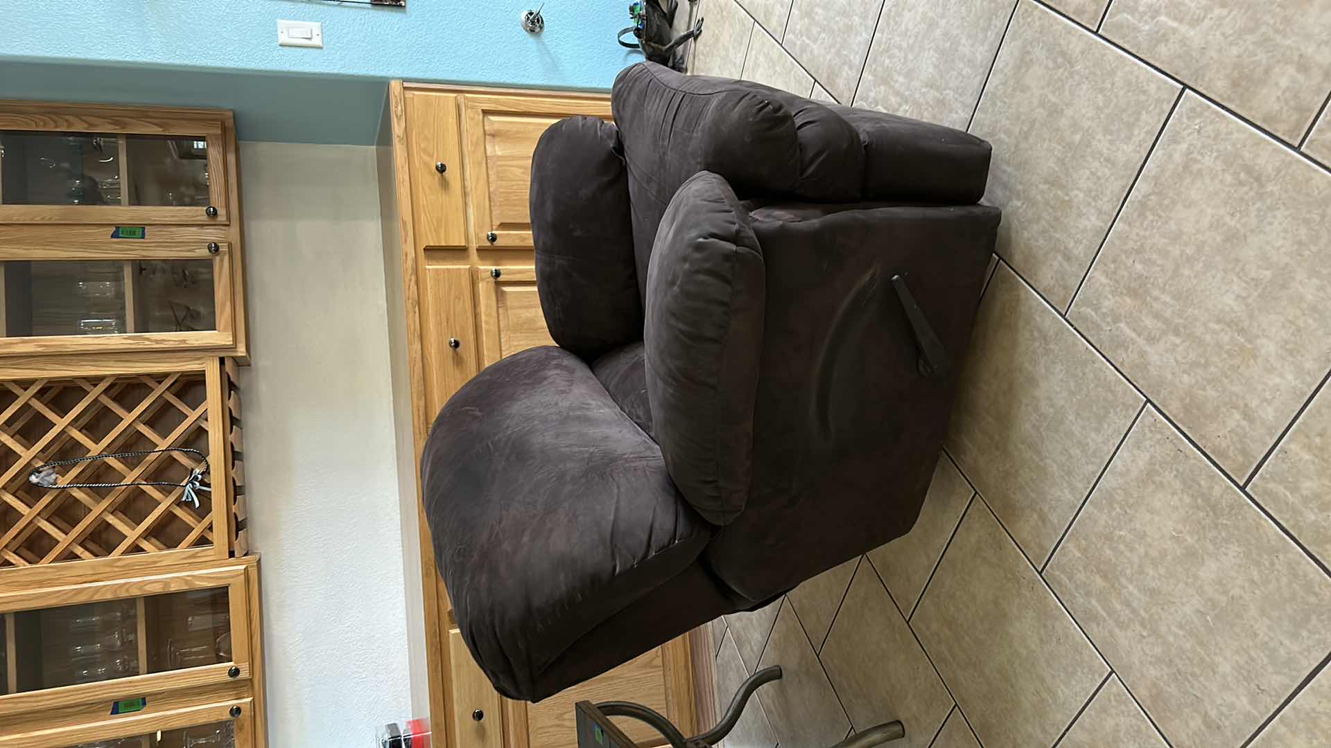 Photo 1 of BROWN UPHOLSTERED ROCKING RECLINER