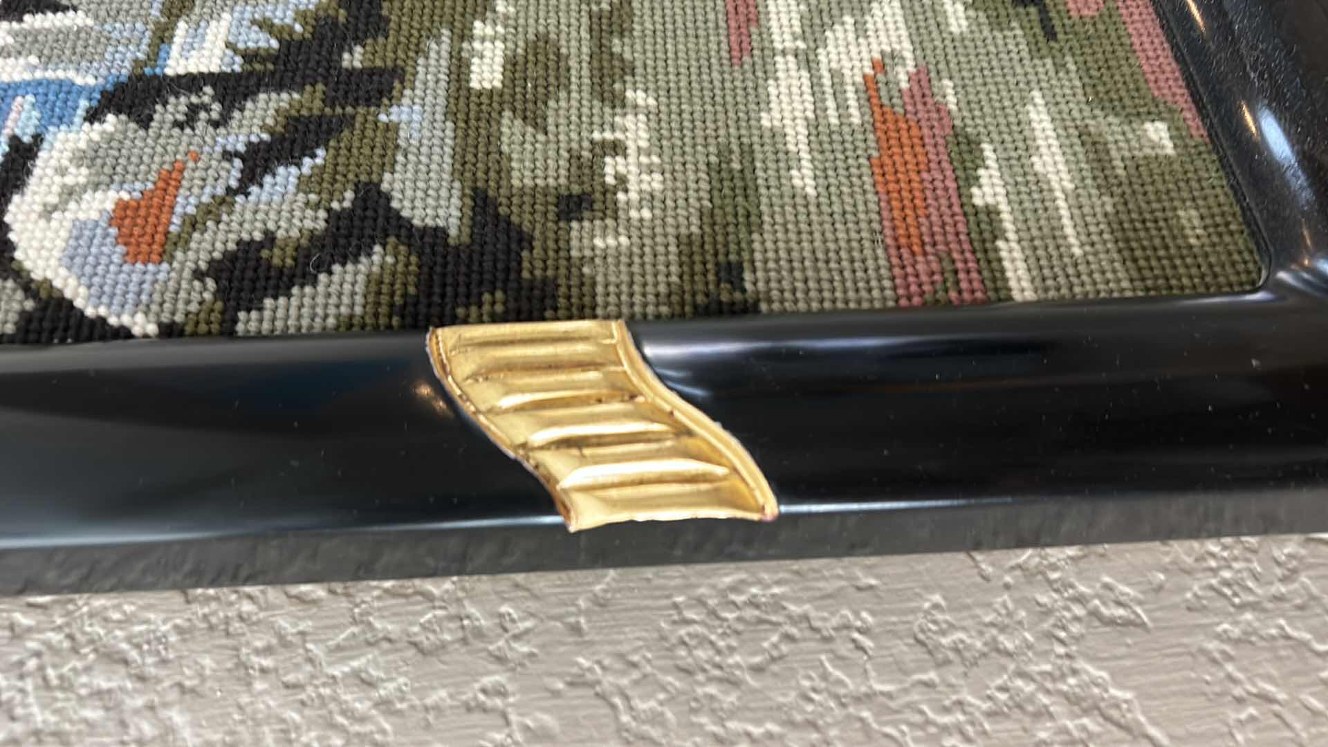 Photo 1 of ARTWORK, BLACK AND GOLD FRAMED ASIAN NEEDLEPOINT 23” x 30.5”