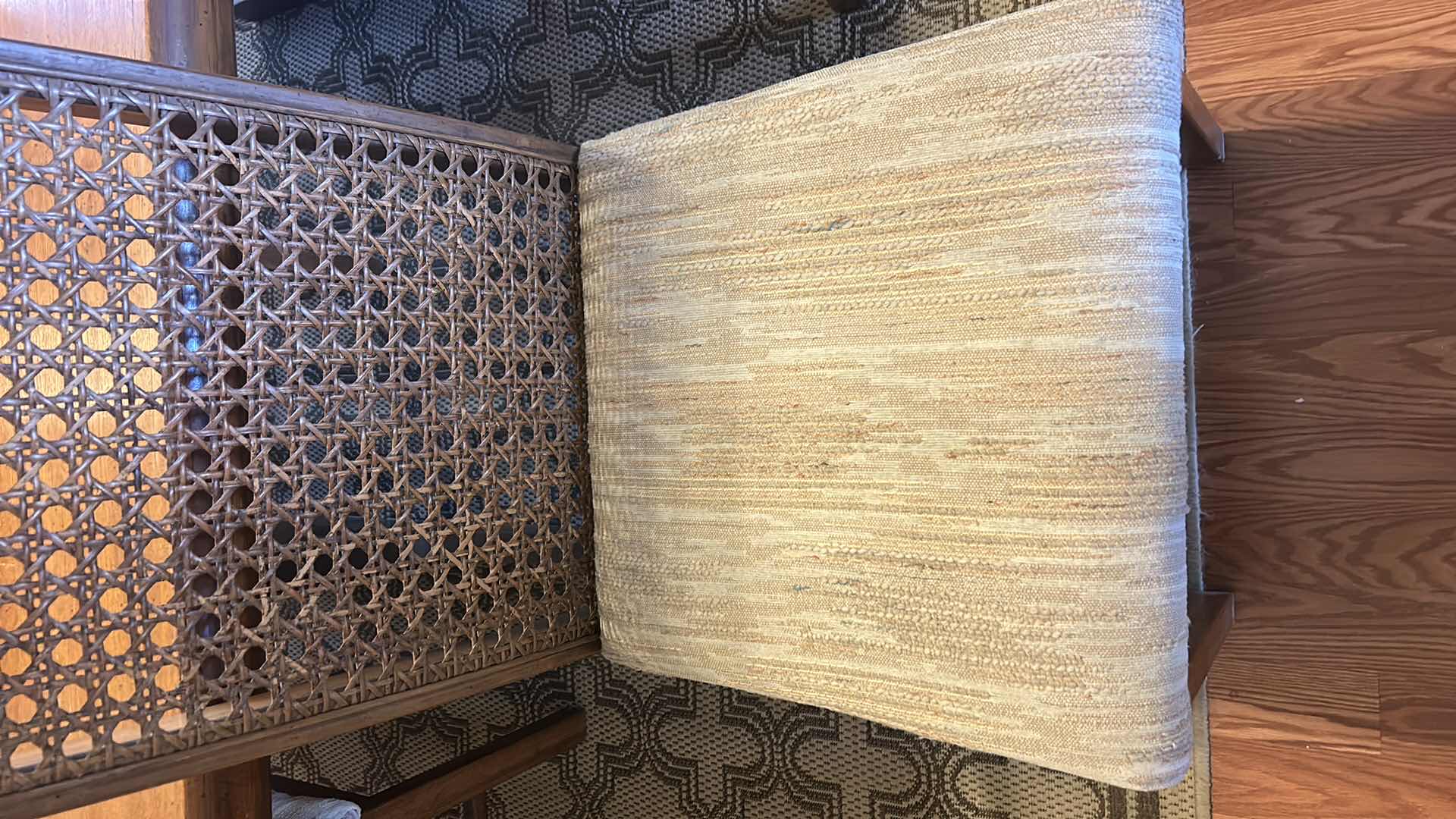 Photo 5 of WOOD DINING ROOM TABLE 7’ w LEAFS WITH 6 CANE BACK CHAIRS AND FITTED THICK FELT AND LAMINATE PADDING