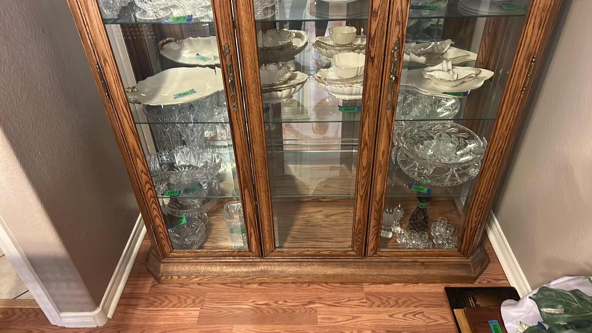 Photo 6 of LIGHTED WOOD CHINA / CURIO CABINET, MIRRORED W GLASS SHELVES, (CONTENTS NOT INCLUDED) 63” x 20” x H77”