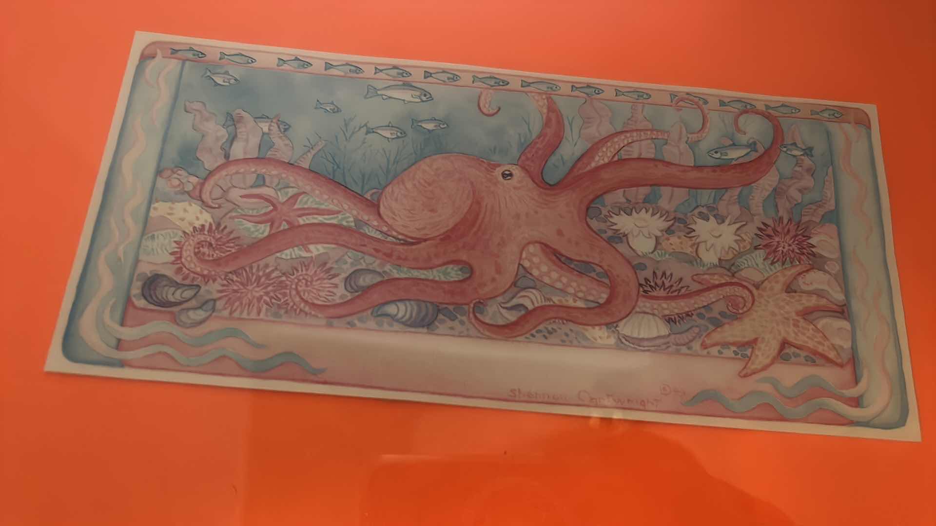 Photo 5 of ARTWORK, 2- WOOD FRAMED SEA CREATURES 14” x 11”