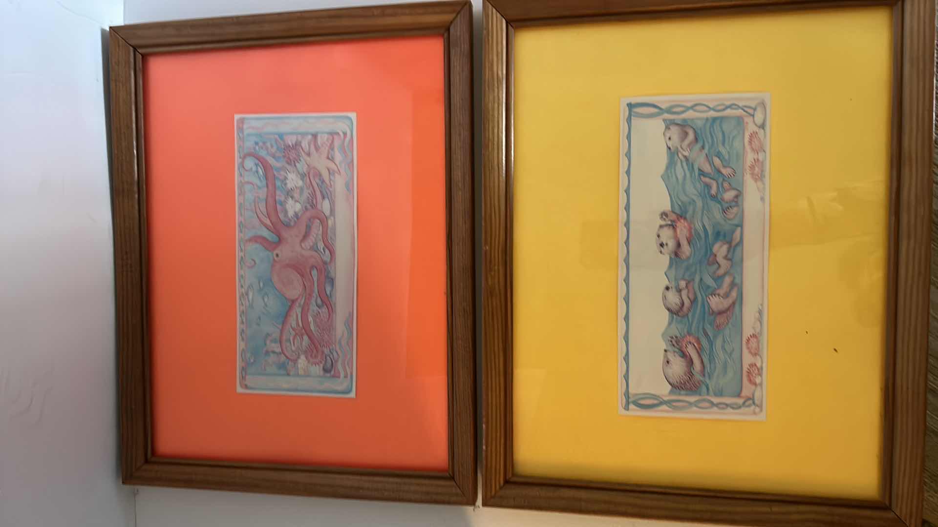 Photo 1 of ARTWORK, 2- WOOD FRAMED SEA CREATURES 14” x 11”