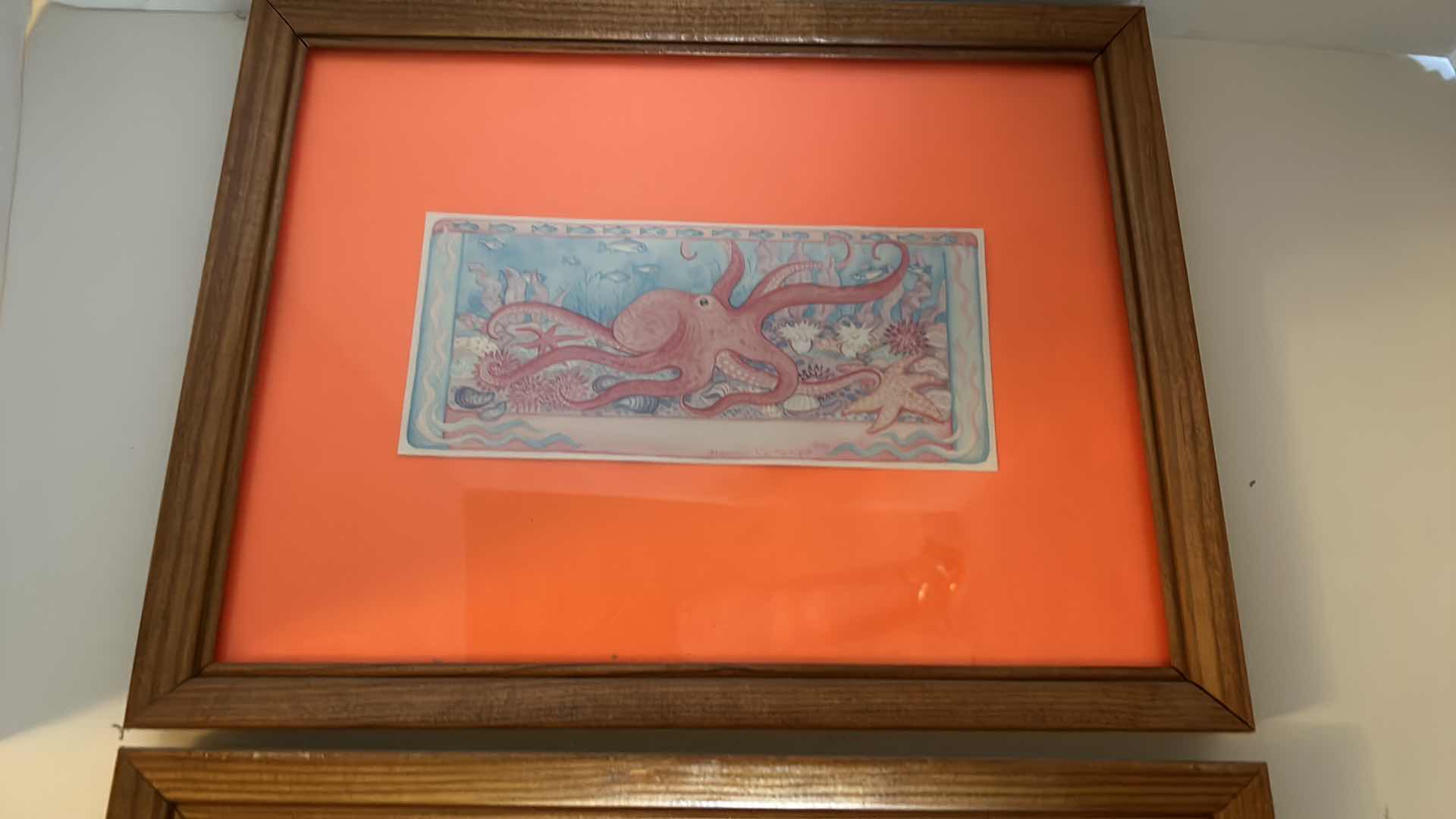 Photo 2 of ARTWORK, 2- WOOD FRAMED SEA CREATURES 14” x 11”