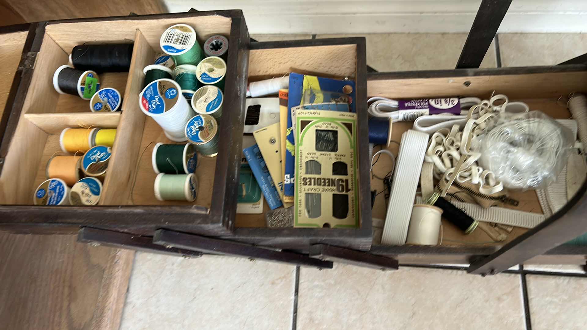 Photo 5 of WOOD SEWING BOX W ACCESSORIES