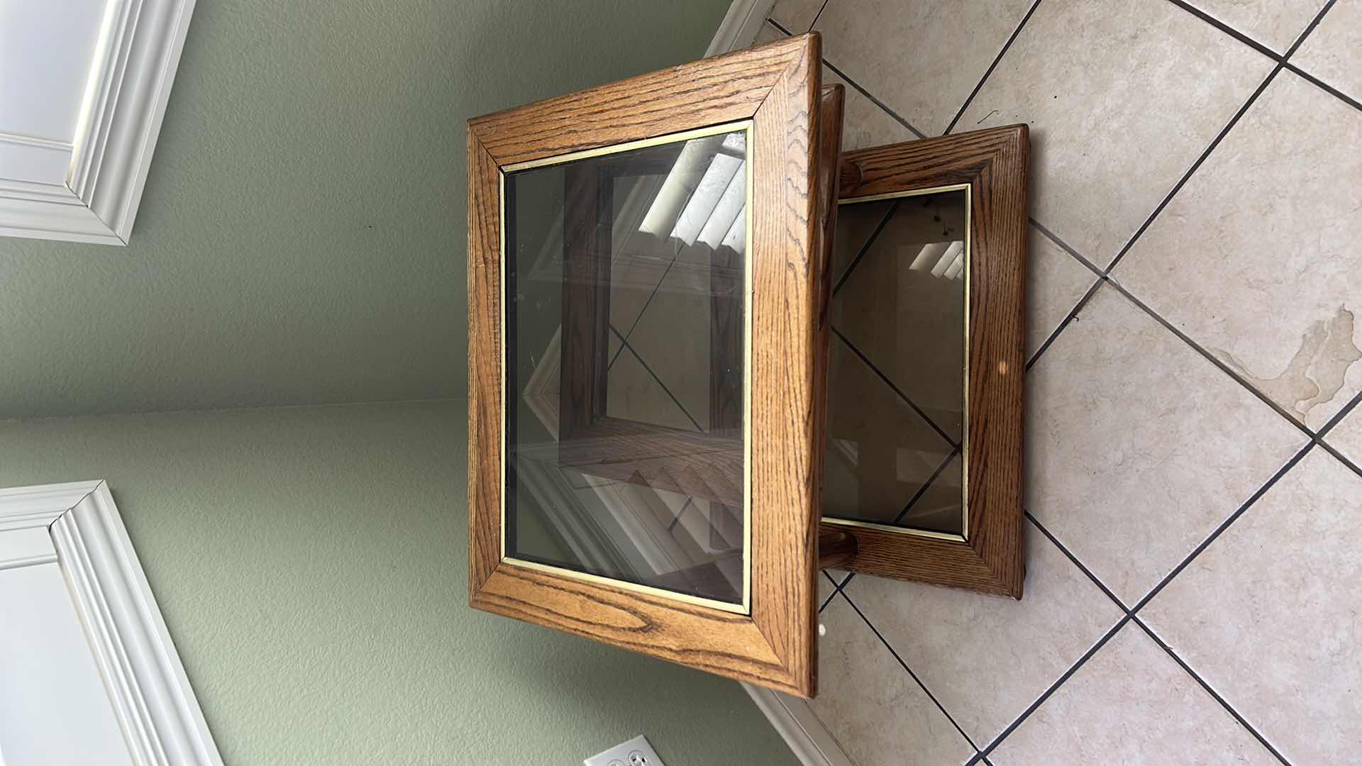 Photo 1 of WOOD AND SMOKED GLASS END TABLE