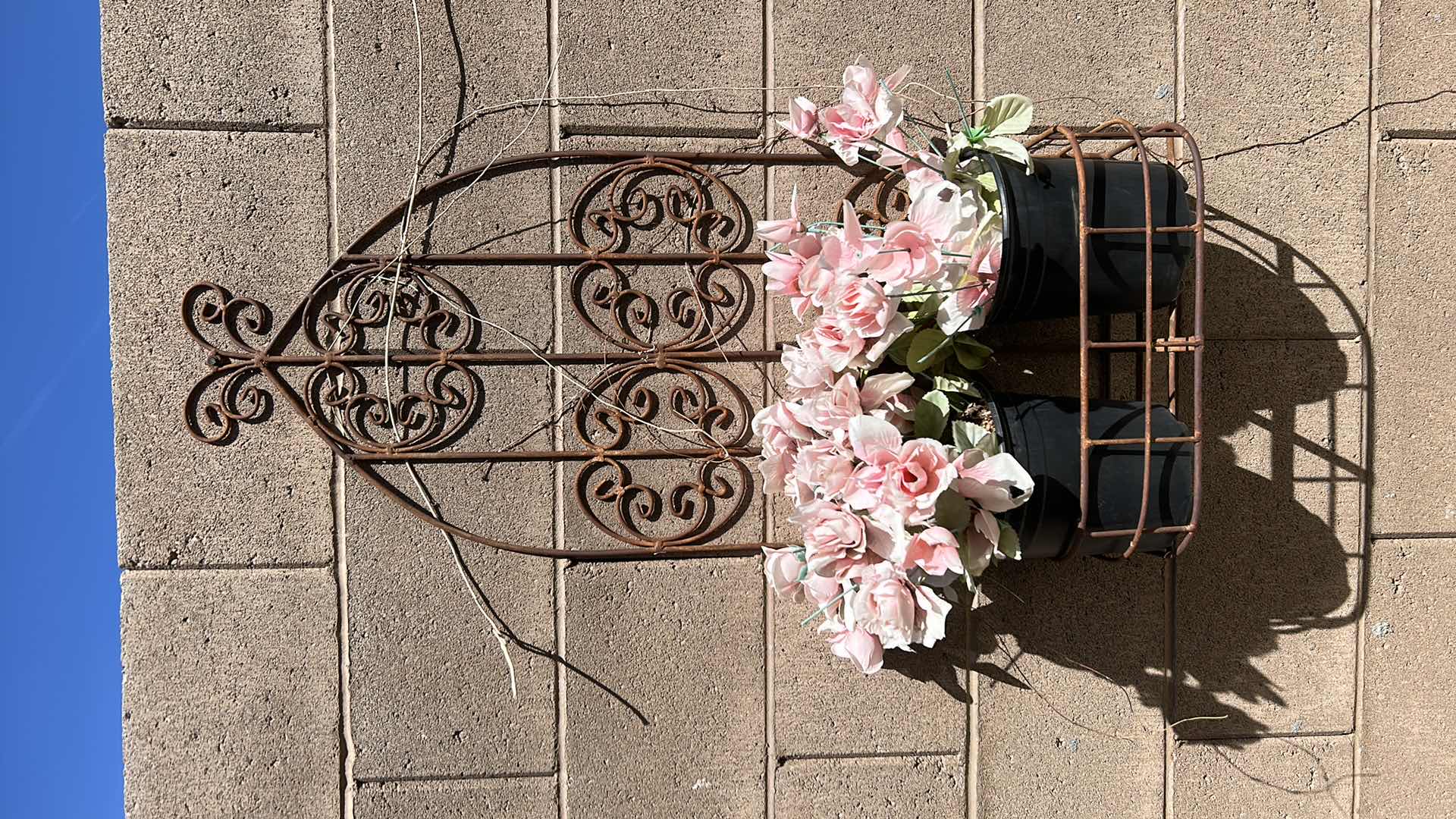 Photo 1 of METAL OUTDOOR WALL DECOR W FAUX FLOWERS 15” x 36”