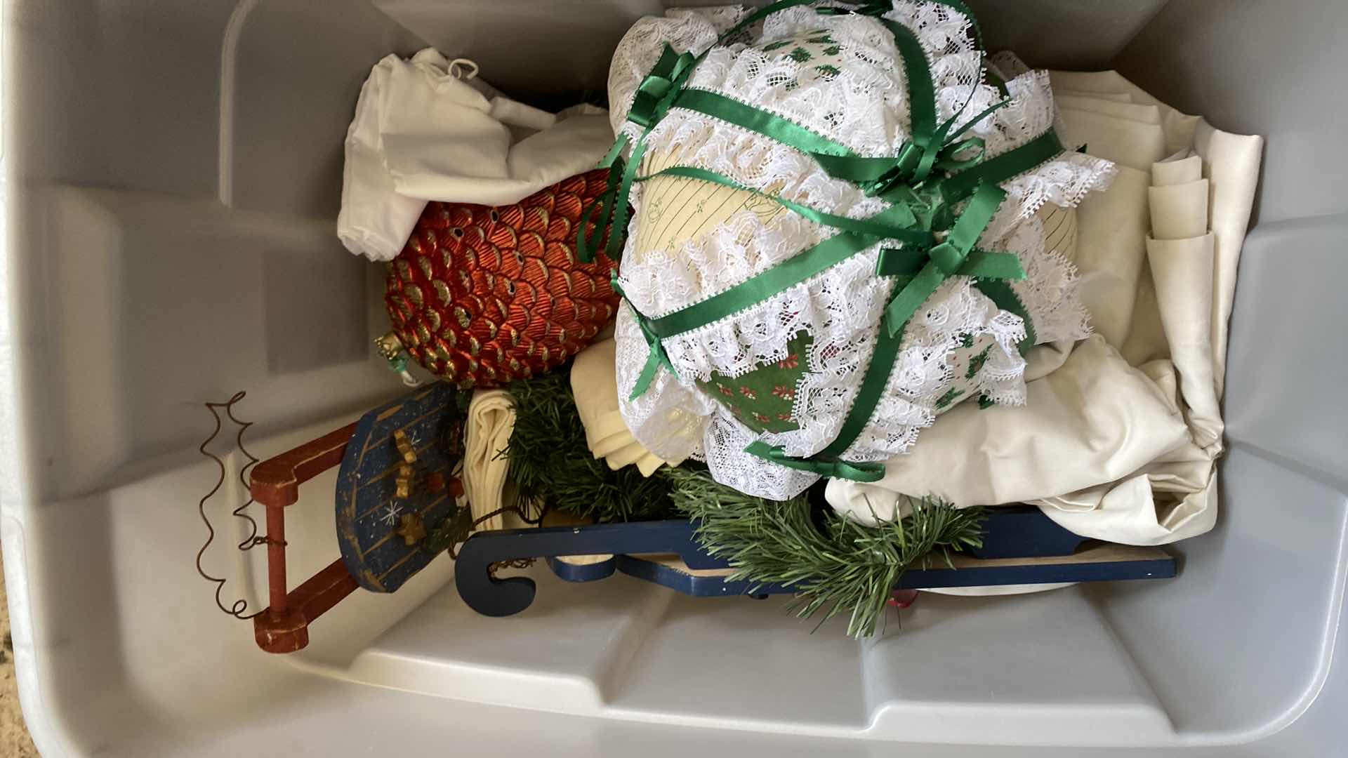 Photo 1 of 5 TOTES OF CHRISTMAS AND 4’ TREE