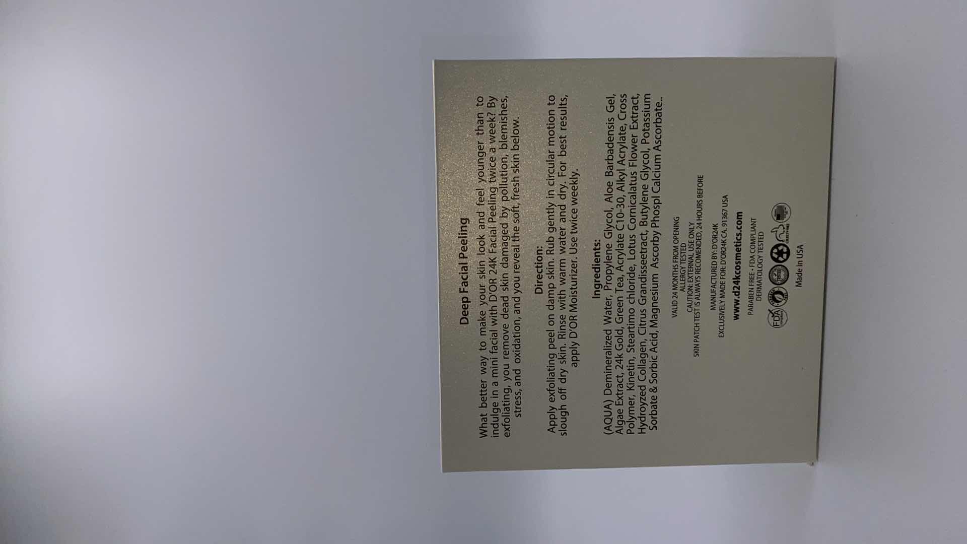 Photo 1 of NEW D24K DEEP FACIAL PEELING - BLEND OF COLLAGEN AND 24K GOLD TO HYDRATE AND PLUMP THE SKIN