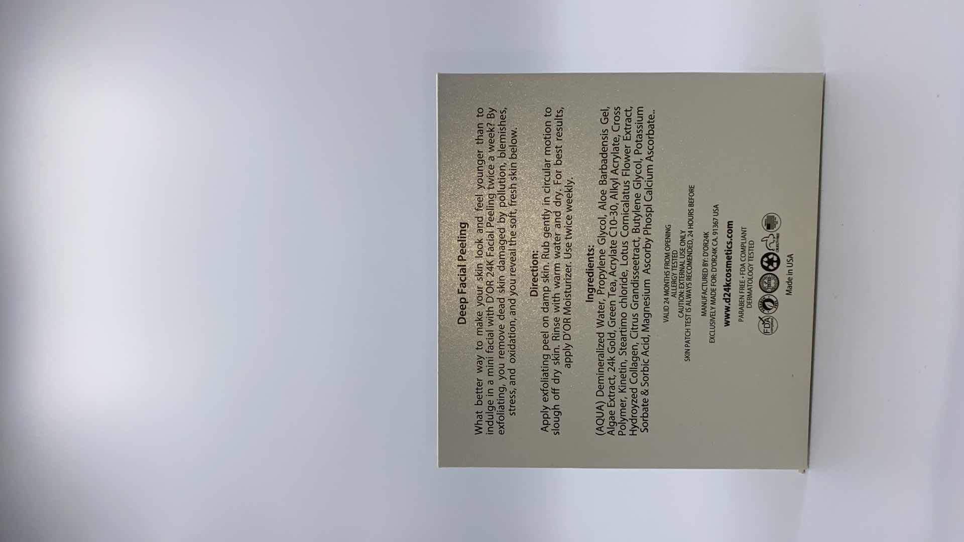 Photo 1 of NEW D24K DEEP FACIAL PEELING - BLEND OF COLLAGEN AND 24K GOLD TO HYDRATE AND PLUMP THE SKIN