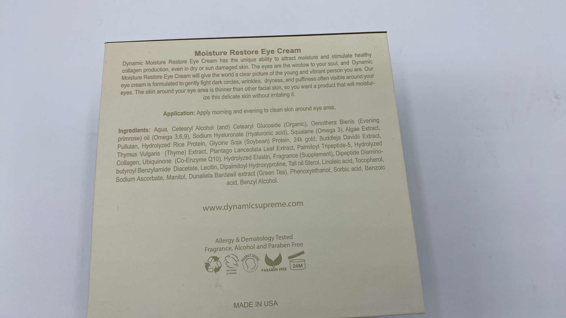 Photo 1 of NEW - DYNAMIC SUPREME MOISTURE RESTORE EYE CREAM ATTRACTS MOISTURE AND STIMULATES HEALTHY COLLAGEN PRODUCTION