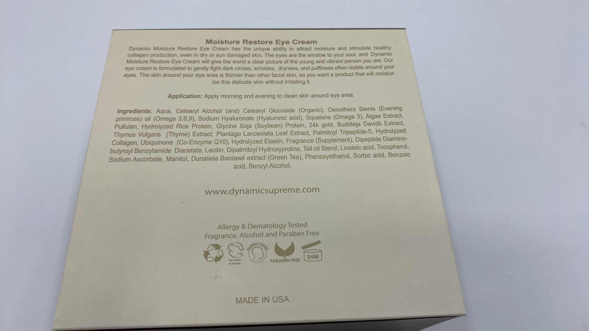 Photo 1 of NEW - DYNAMIC SUPREME MOISTURE RESTORE EYE CREAM ATTRACTS MOISTURE AND STIMULATES HEALTHY COLLAGEN PRODUCTION