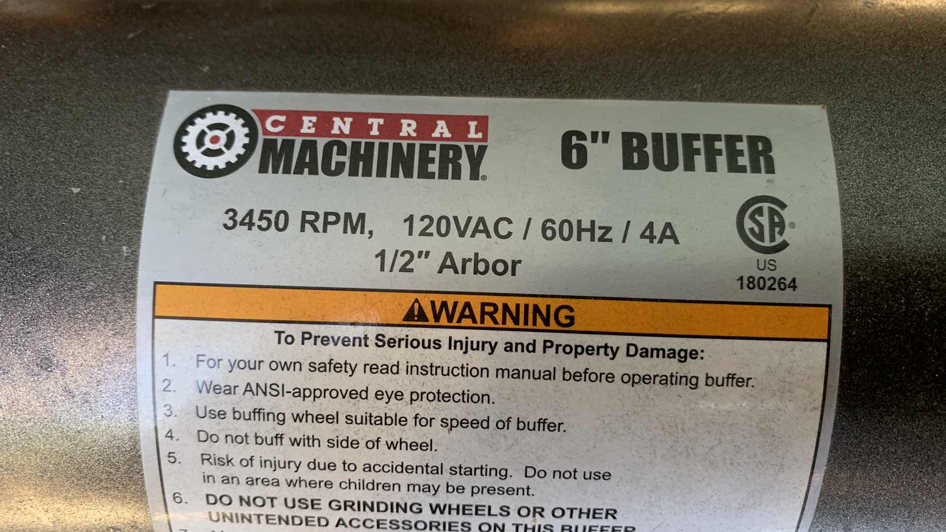 Photo 1 of CENTRAL MACHINERY 6” BUFFER