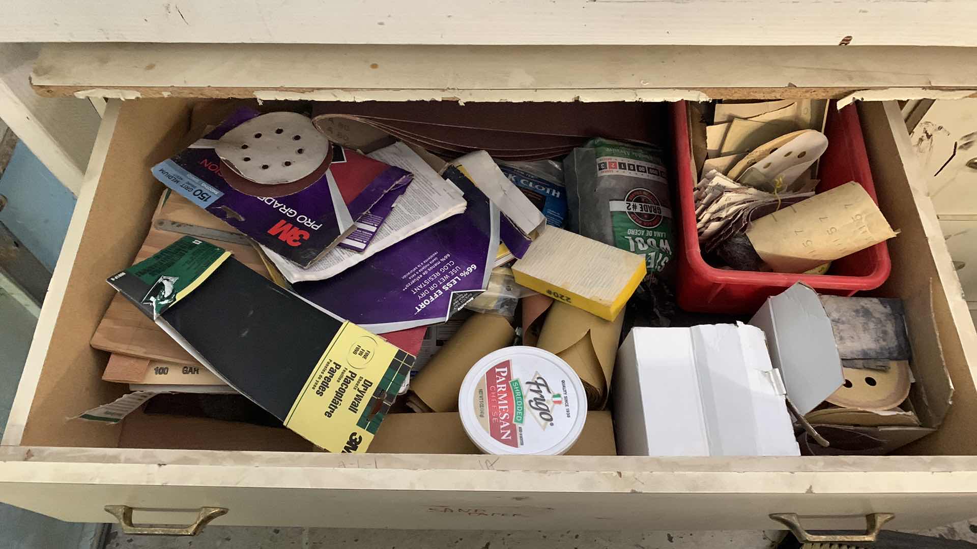 Photo 1 of CABINET FULL OF DIFFERENT TYPES OF SANDPAPER