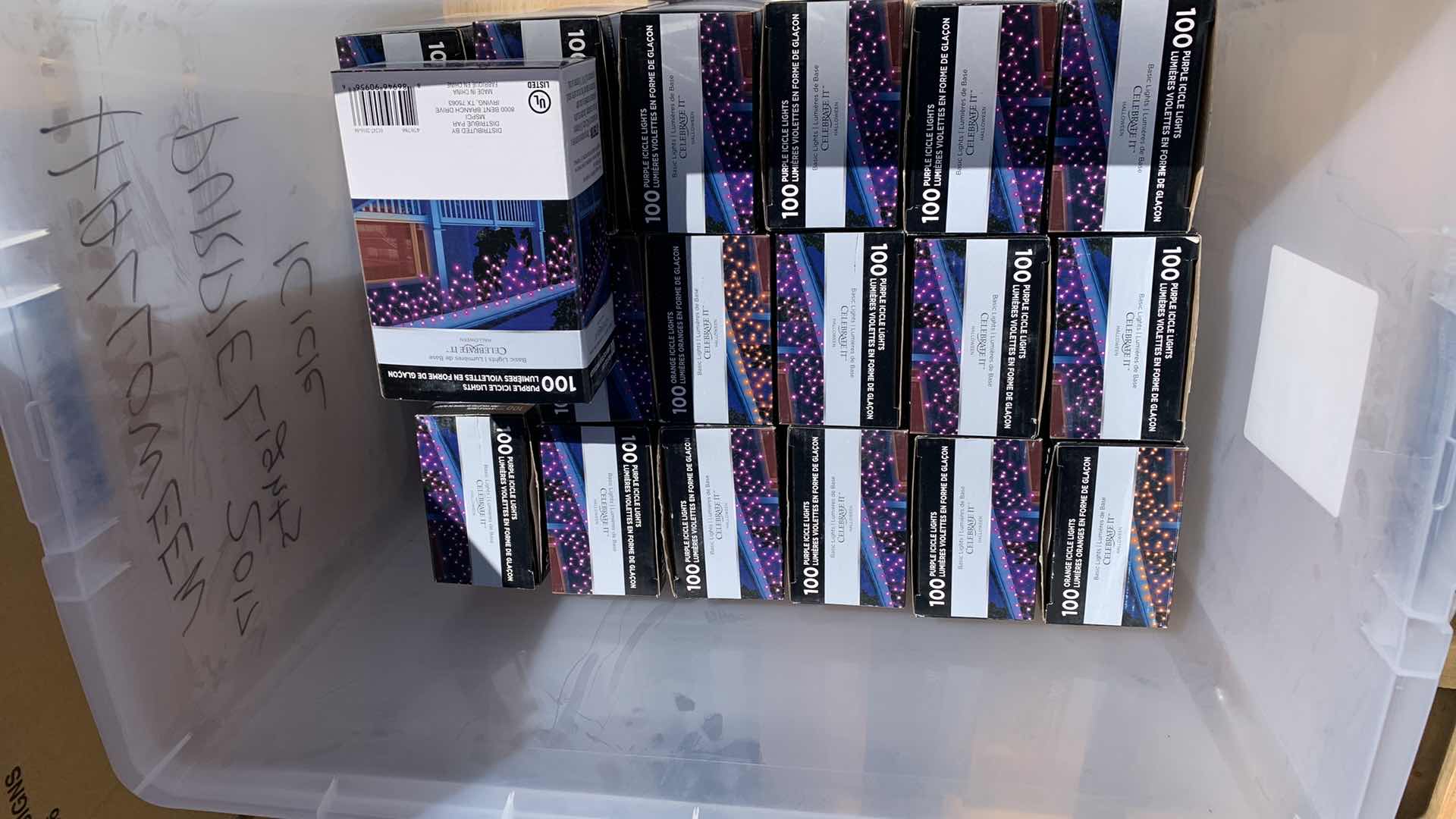 Photo 1 of CONTAINER OF PURPLE ICICLE LIGHTS