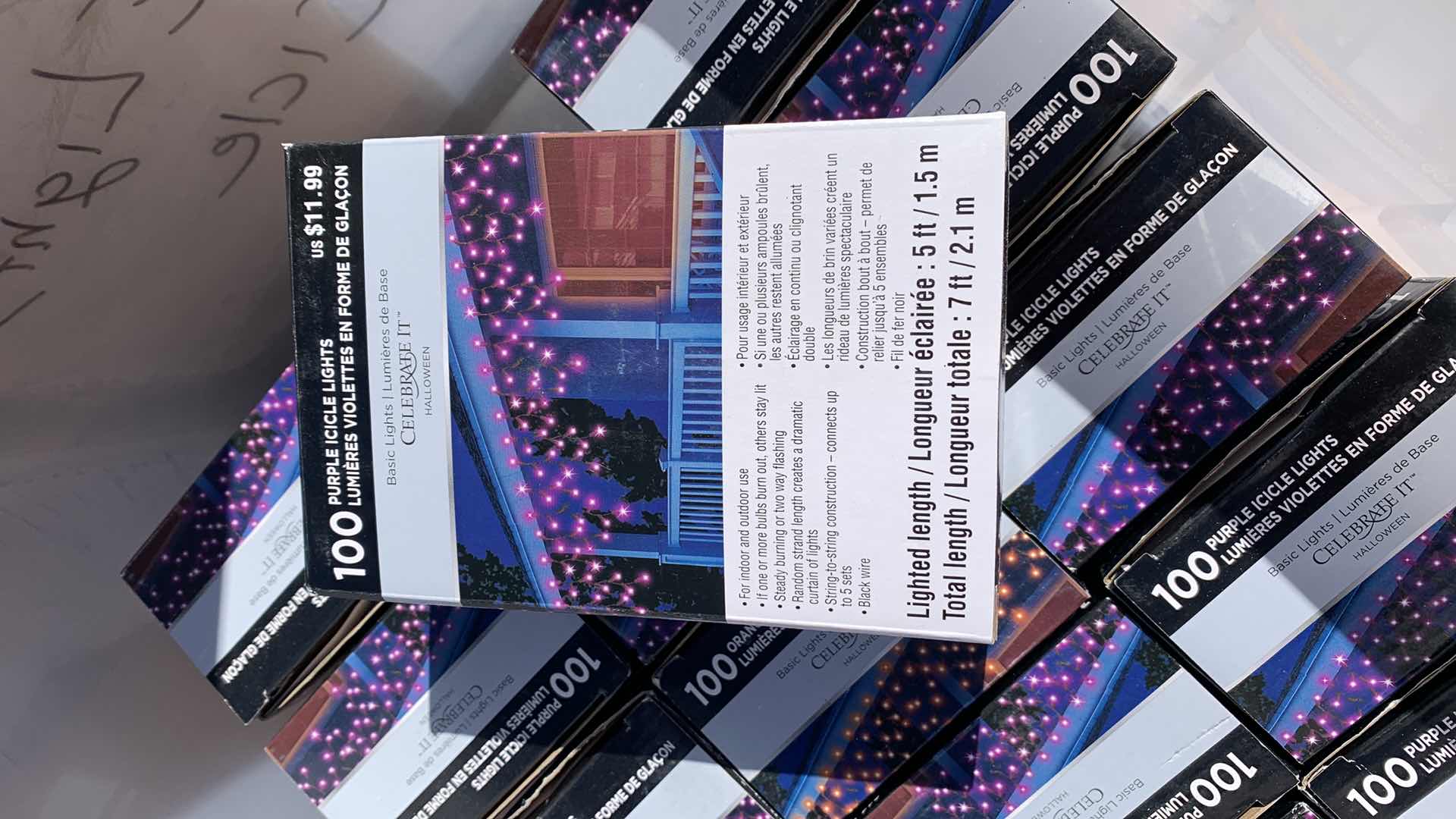 Photo 1 of CONTAINER OF PURPLE ICICLE LIGHTS