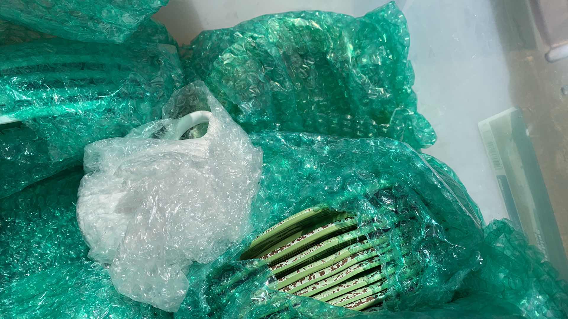 Photo 1 of CONTAINER FULL OF PLASTIC PLATES CUPS AND BOWLS