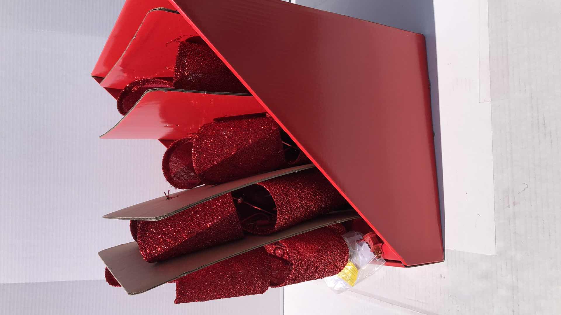 Photo 1 of 4 PACK OF 24” LIGHTED RED TINSEL BOW