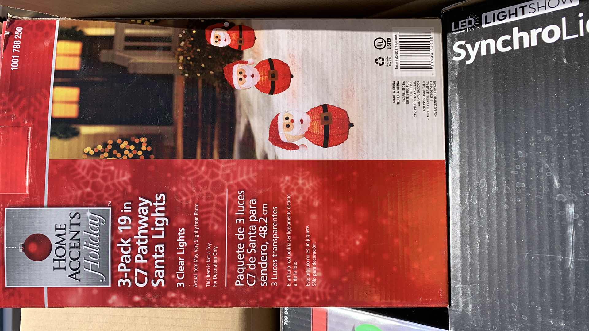 Photo 1 of 4 BOXES OF LED LIGHT SHOWS SYNCHRO LIGHTS AND 3 PACK 19” SANRA PATHWAY LIGHTS