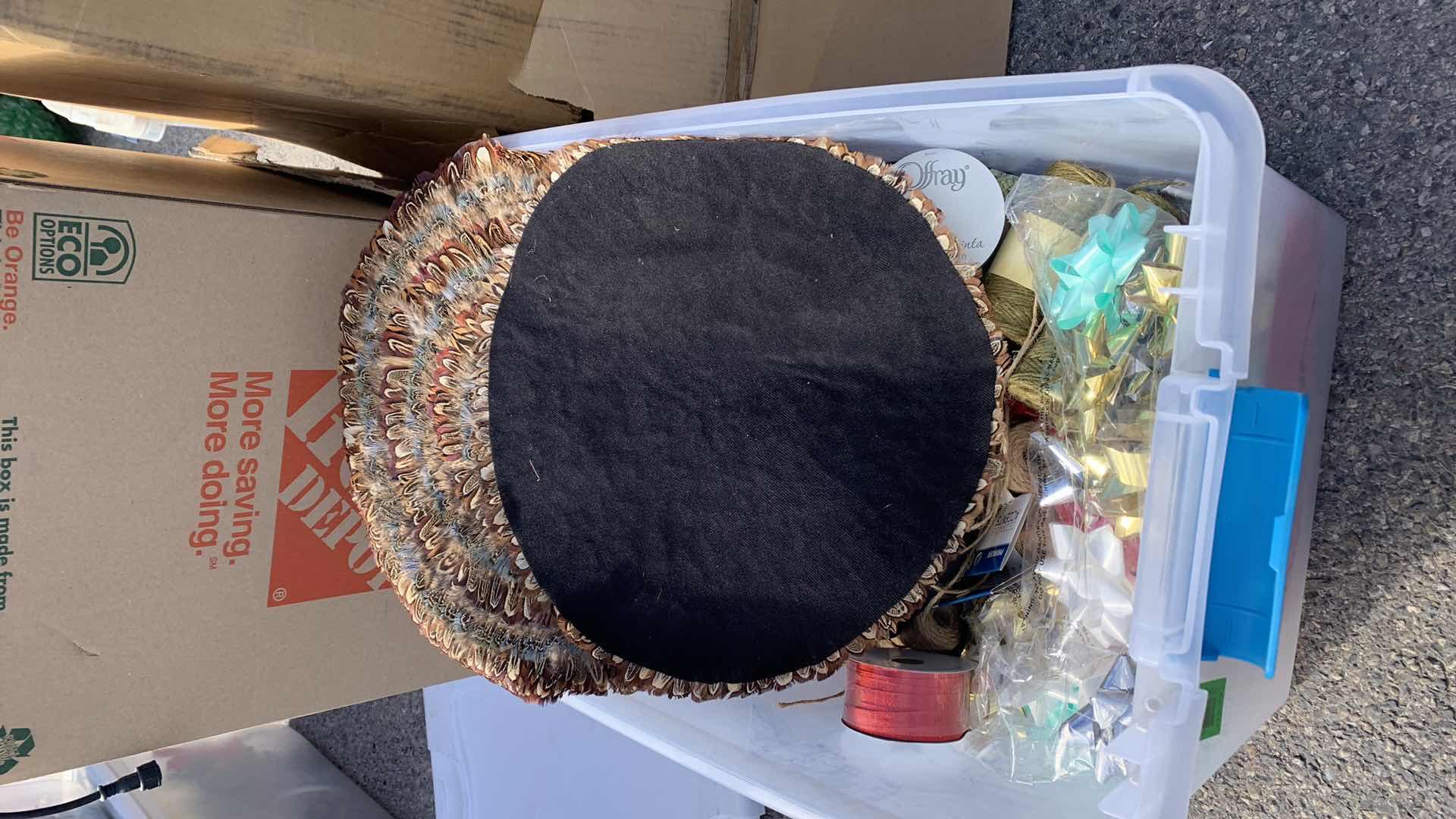 Photo 1 of CHRISTMAS RIBBON SPOOLS, INCLUDING 6 FEATHER PLACEMATS