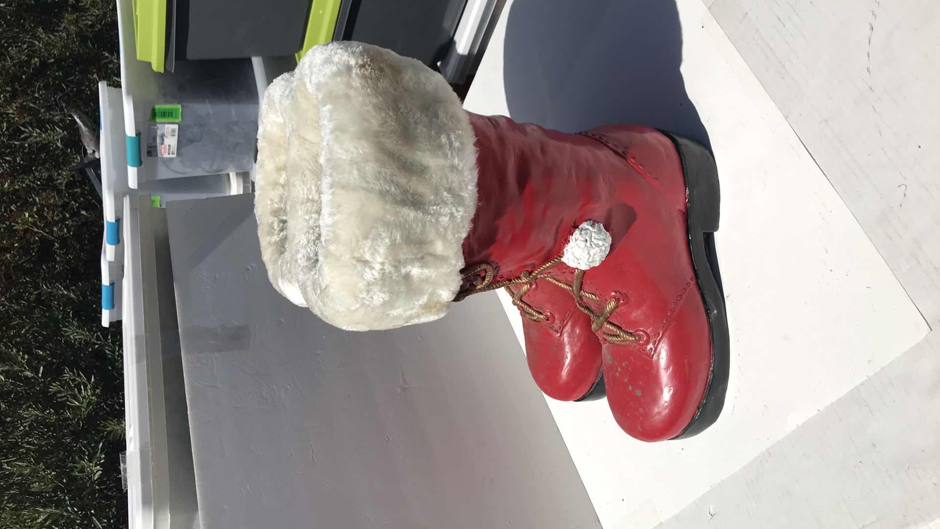 Photo 1 of CHRISTMAS SANTA BOOTS, HEAVY CERAMIC 18” TALL