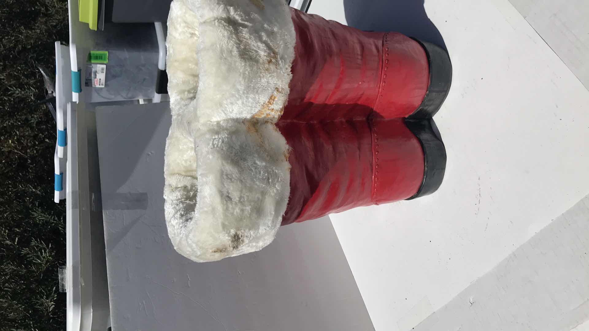 Photo 1 of CHRISTMAS SANTA BOOTS, HEAVY CERAMIC 18” TALL
