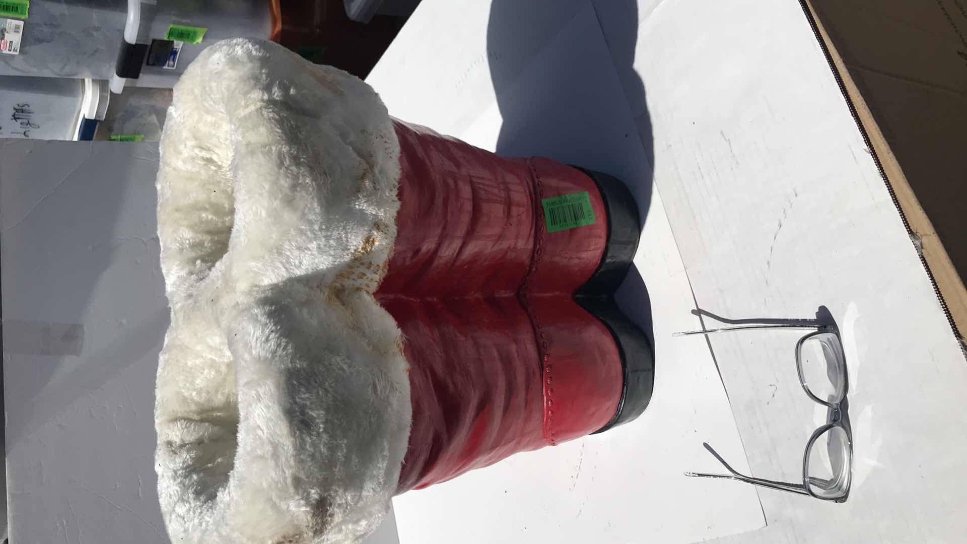 Photo 1 of CHRISTMAS SANTA BOOTS, HEAVY CERAMIC 18” TALL