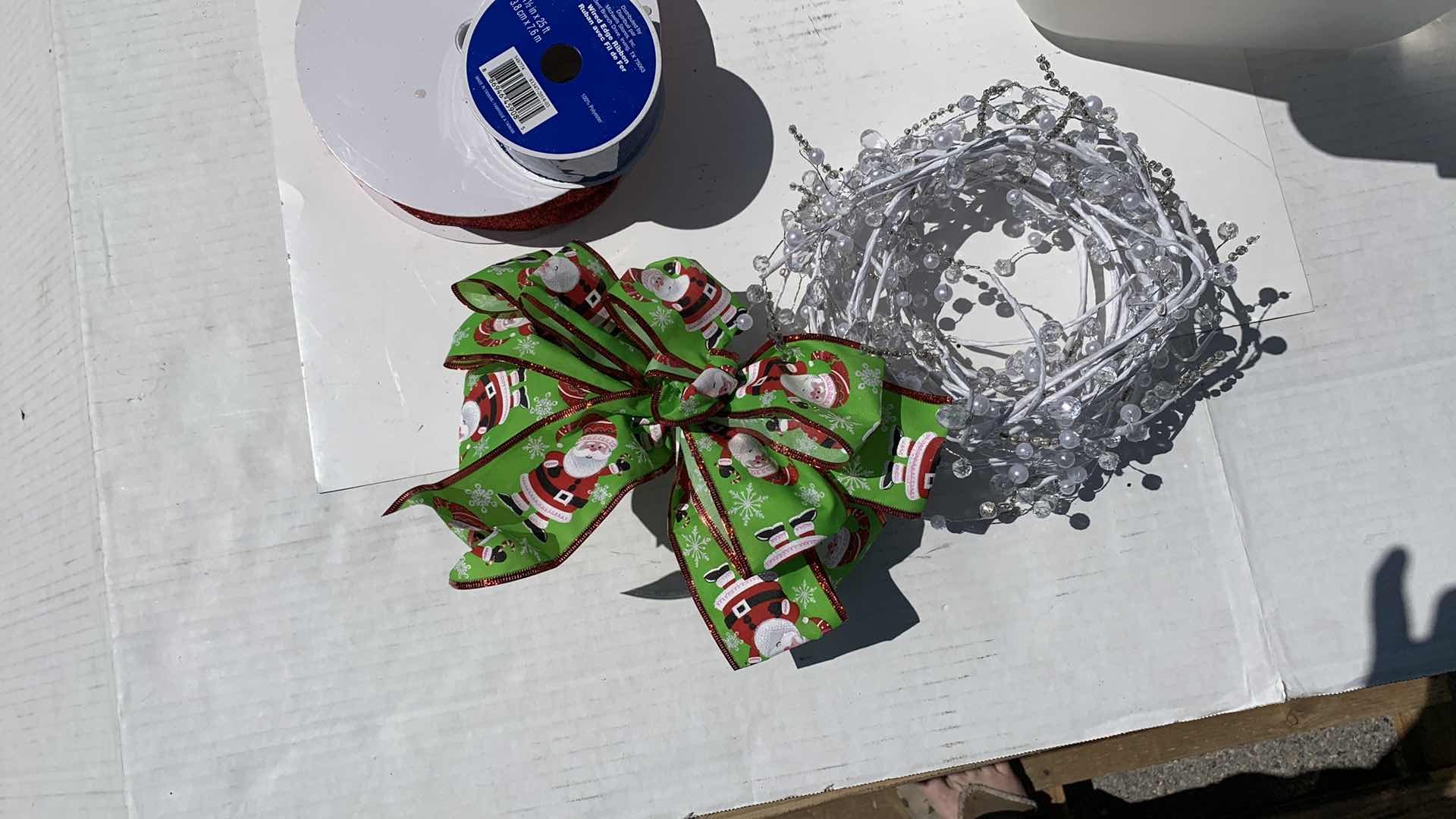 Photo 1 of CHRISTMAS WRAPPING DECORATIONS- SPOOLS OF RIBBON, BOBBLES